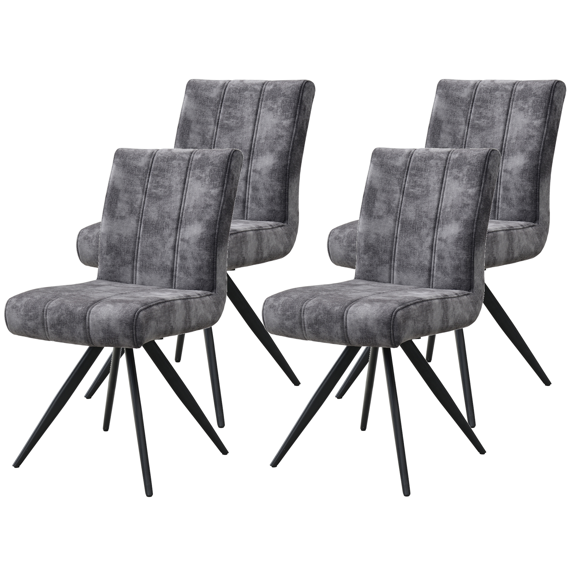 4-teiliges Stuhl-Set - anthrazit - Vintage Velvet - drehbar