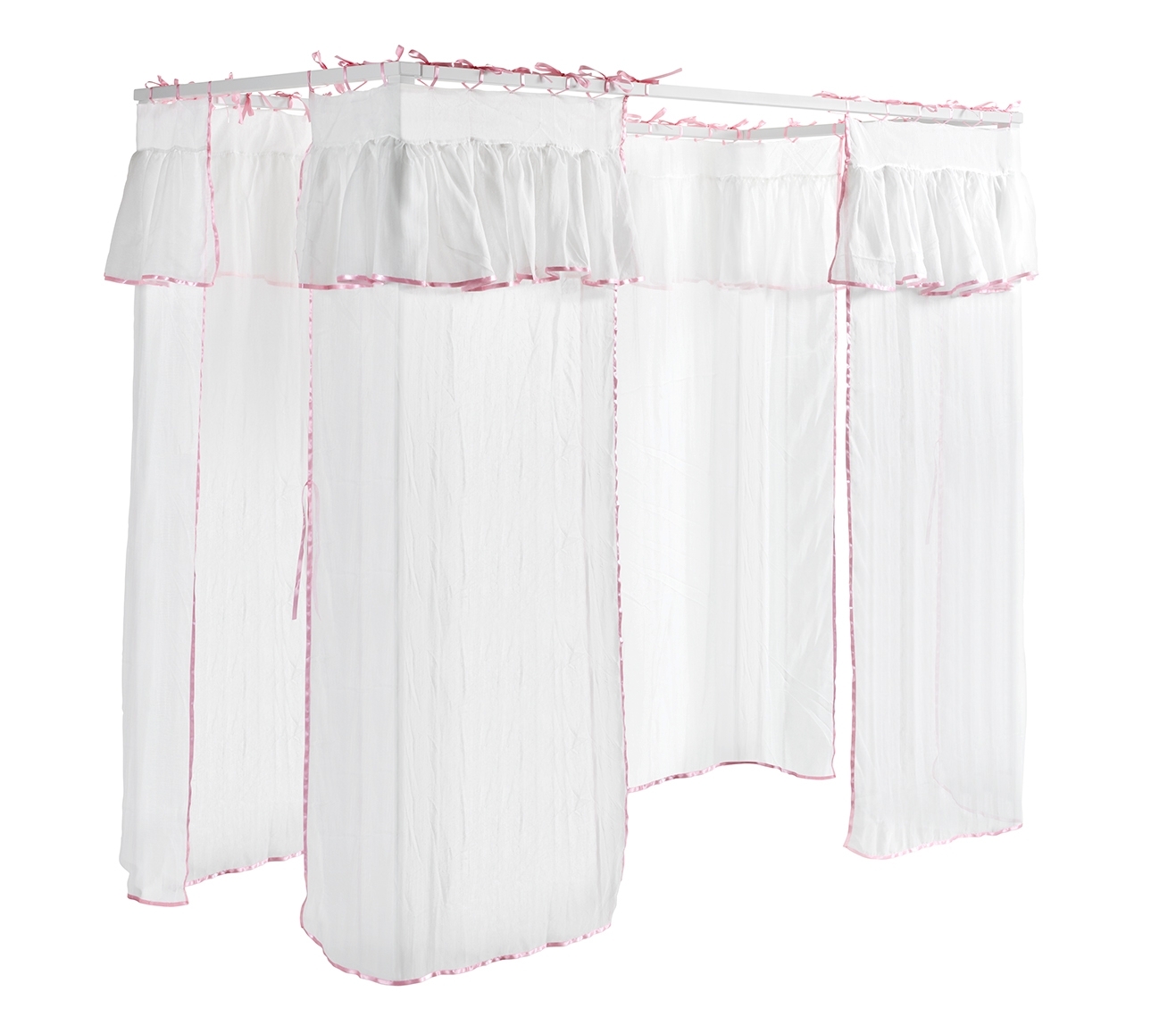 4-teiliges Vorhängeset für Himmelbett AMORI - weiß-rosa - 105x200 cm