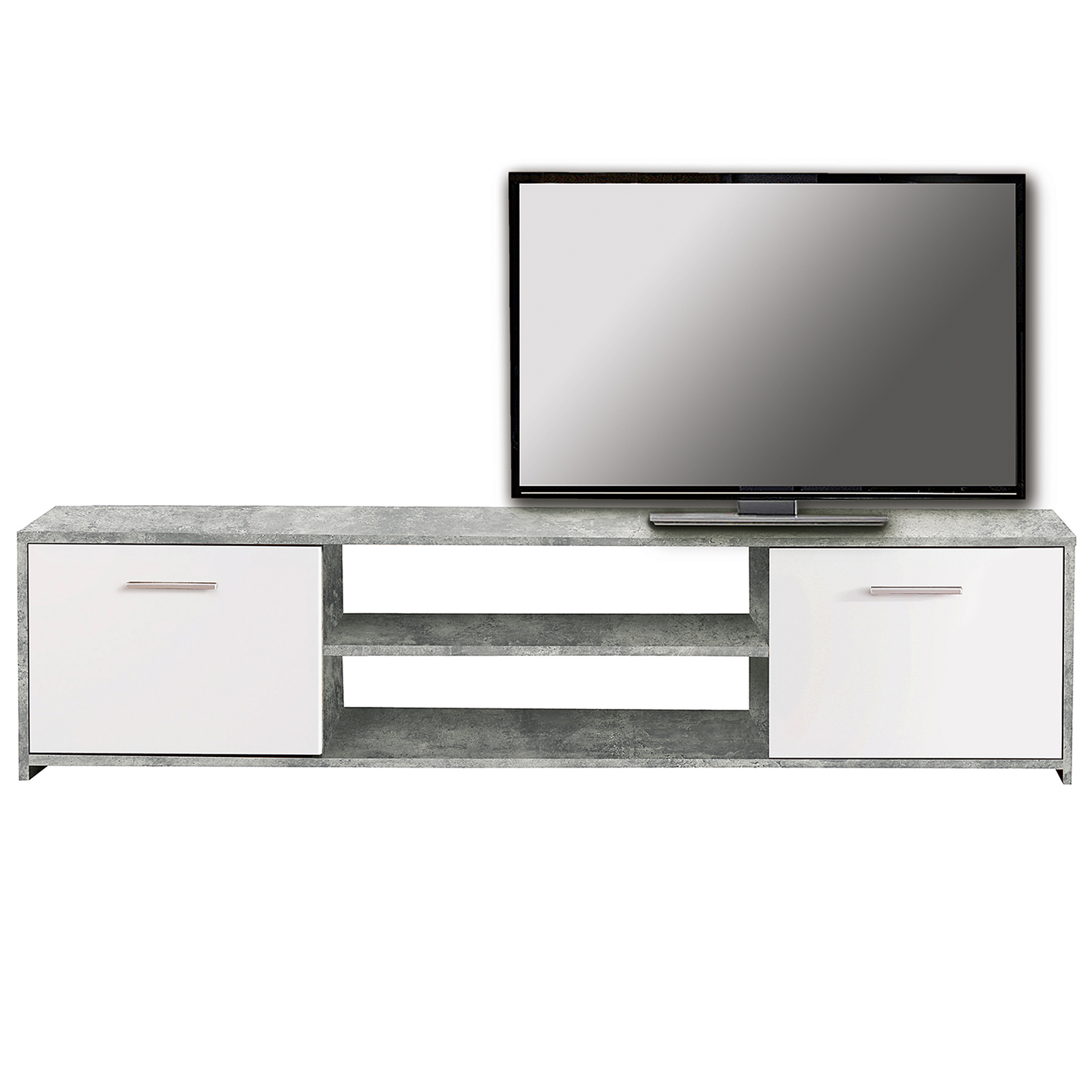 4-teiliges Wohnwand-Set - Beton-Optik-weiß - variabel stellbar