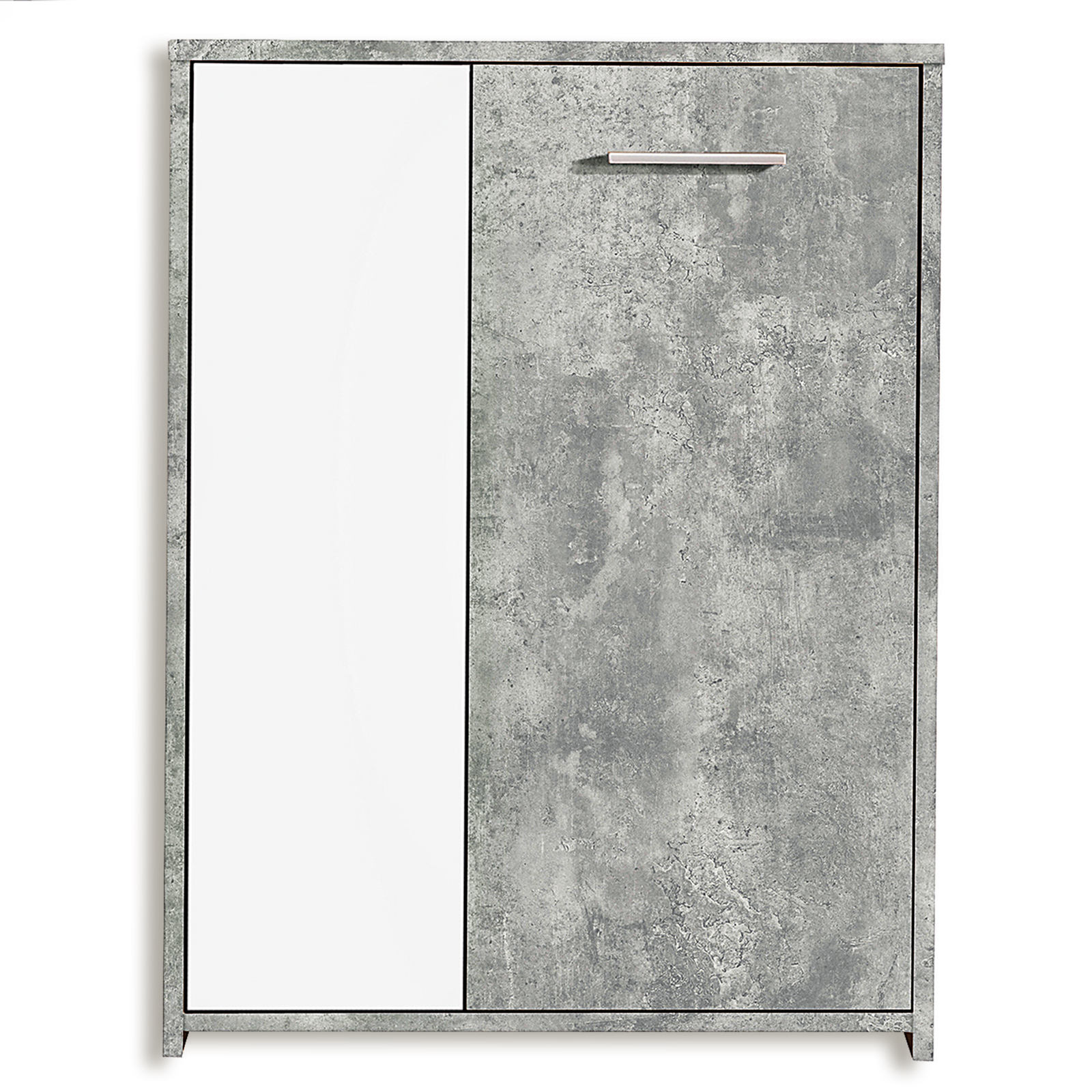 4-teiliges Wohnwand-Set - Beton-Optik-weiß - variabel stellbar