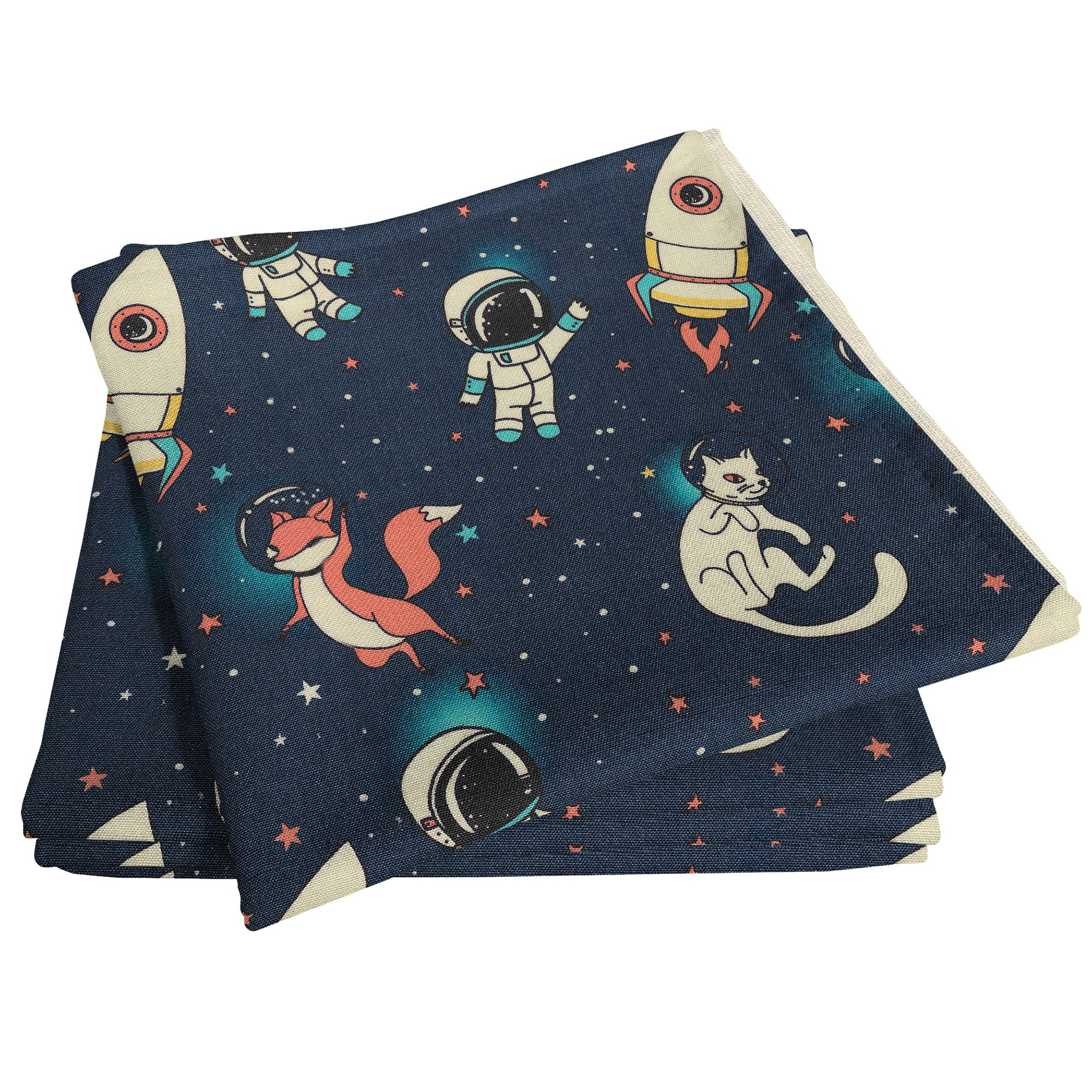 4er-Pack Servietten SPACE - blau - 30x30 cm