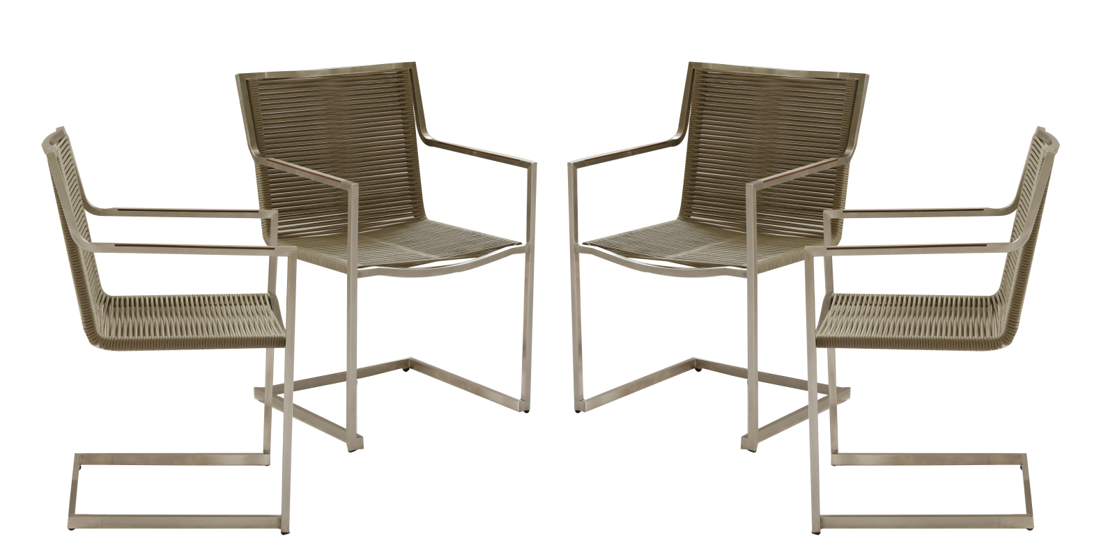 4er-Set Gartenstühle SIENNA - taupe - Seilbespannung