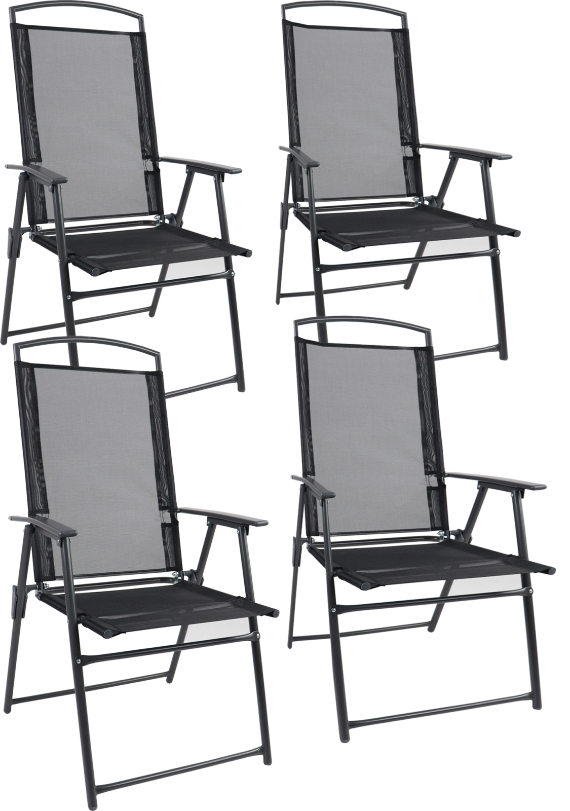 4er-Set Gartenstuhl - anthrazit - Metall - klappbar - 105 cm