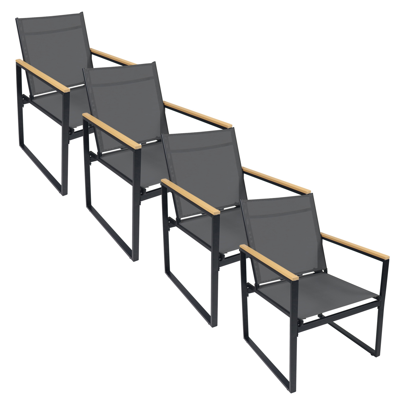4er-Set Gartenstuhl VOLASI - schwarz-anthrazit - Metall