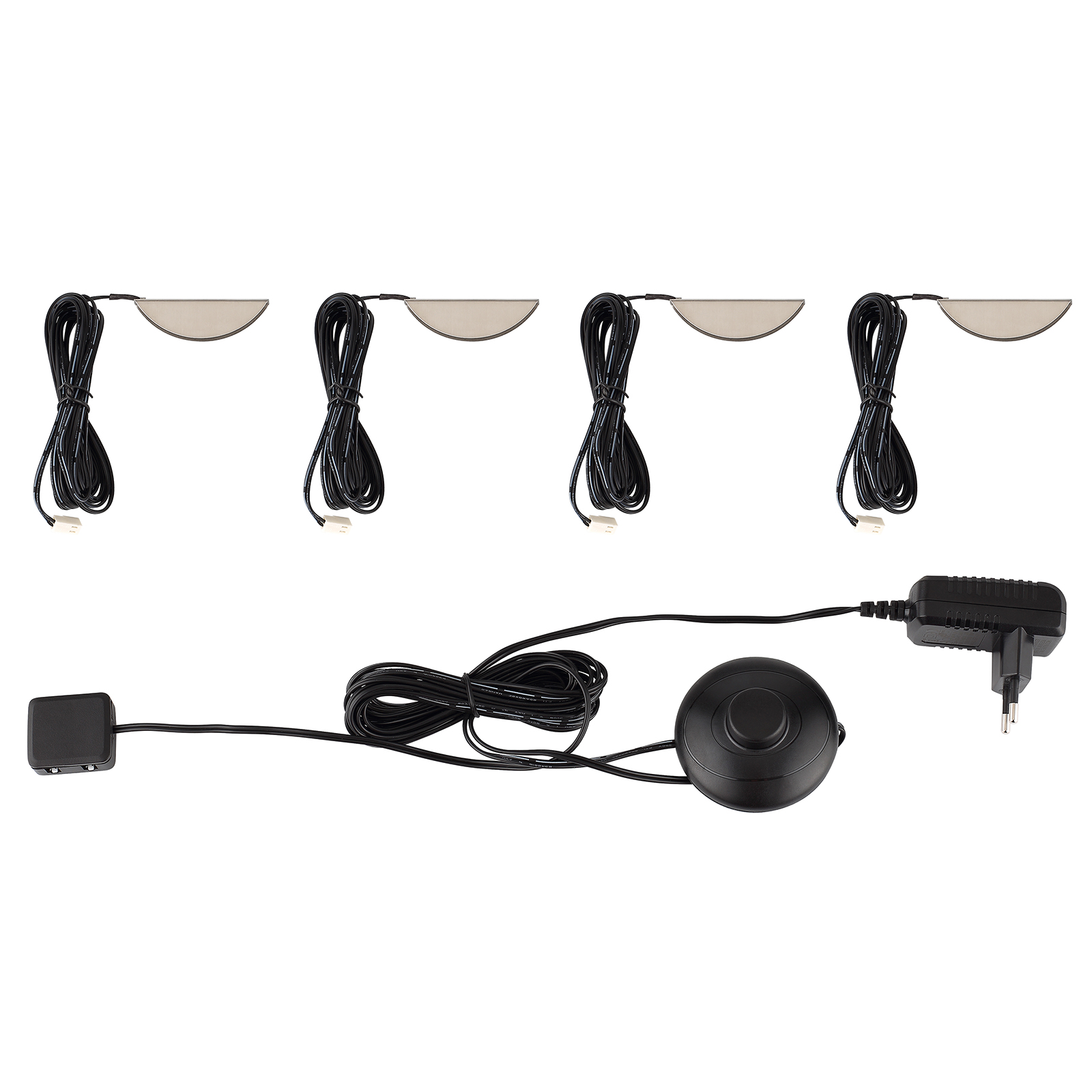 4er-Set LED-Glasbodenclips - kaltweiß - Zuleitung 3 Meter