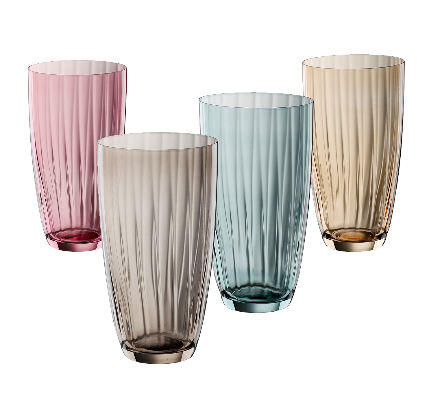 LUNA & MANTHA Highball-Gläser 4er Set – 368,5 Ml, Bleifreier Kristall, Für Cocktails, Longdrinks & Wasser