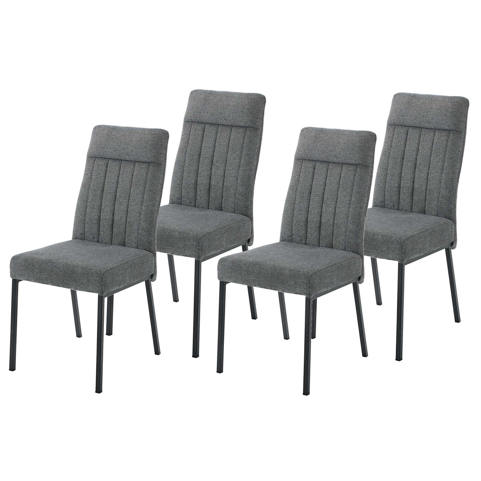 4er-Set Polsterstühle - anthrazit - Federkorb