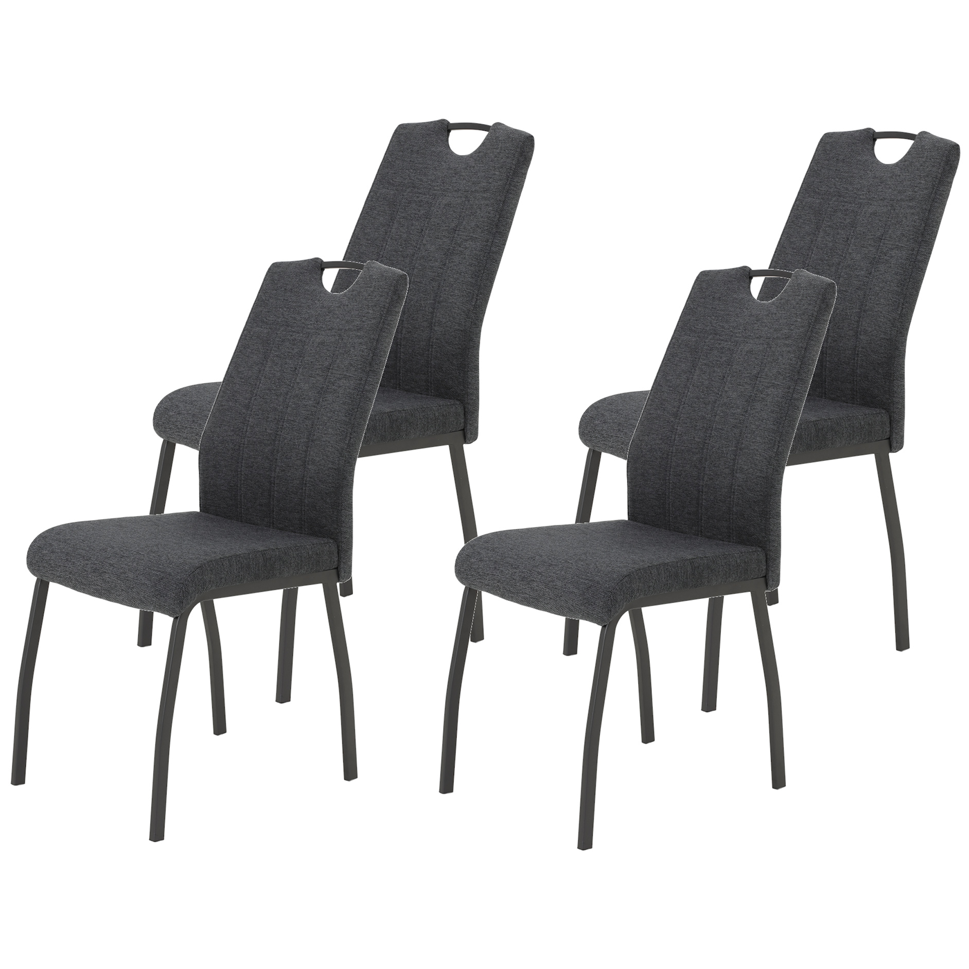 4er-Set Polsterstühle - anthrazit - Webstoff