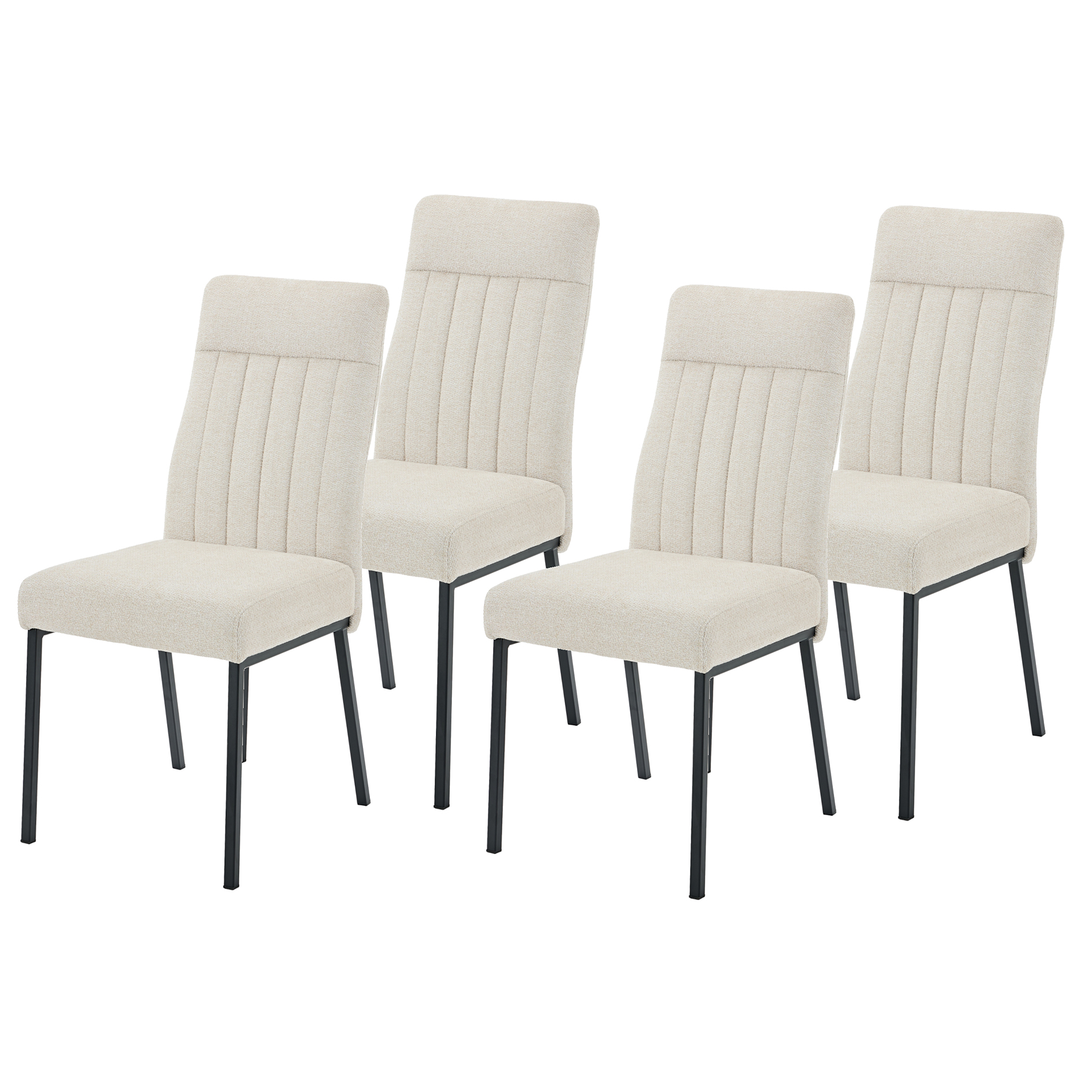 4er-Set Polsterstühle - beige - Chenille-Microfaser