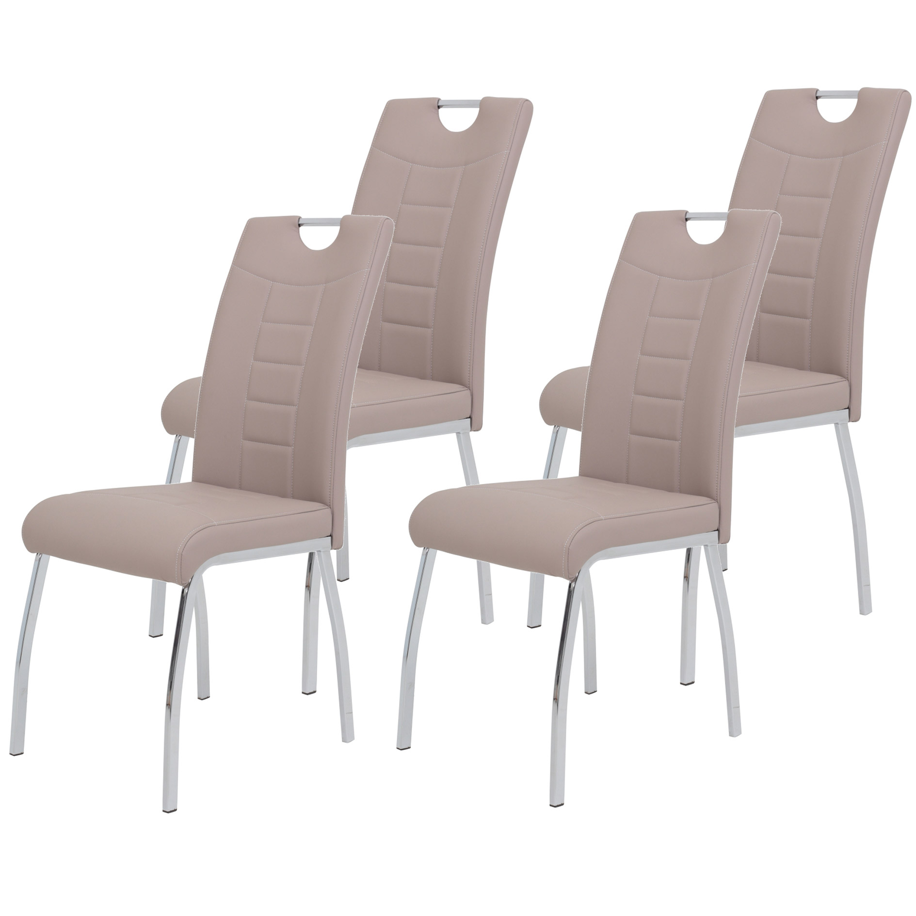 4er-Set Polsterstühle - cappuccino-chromfarben - Kunstleder