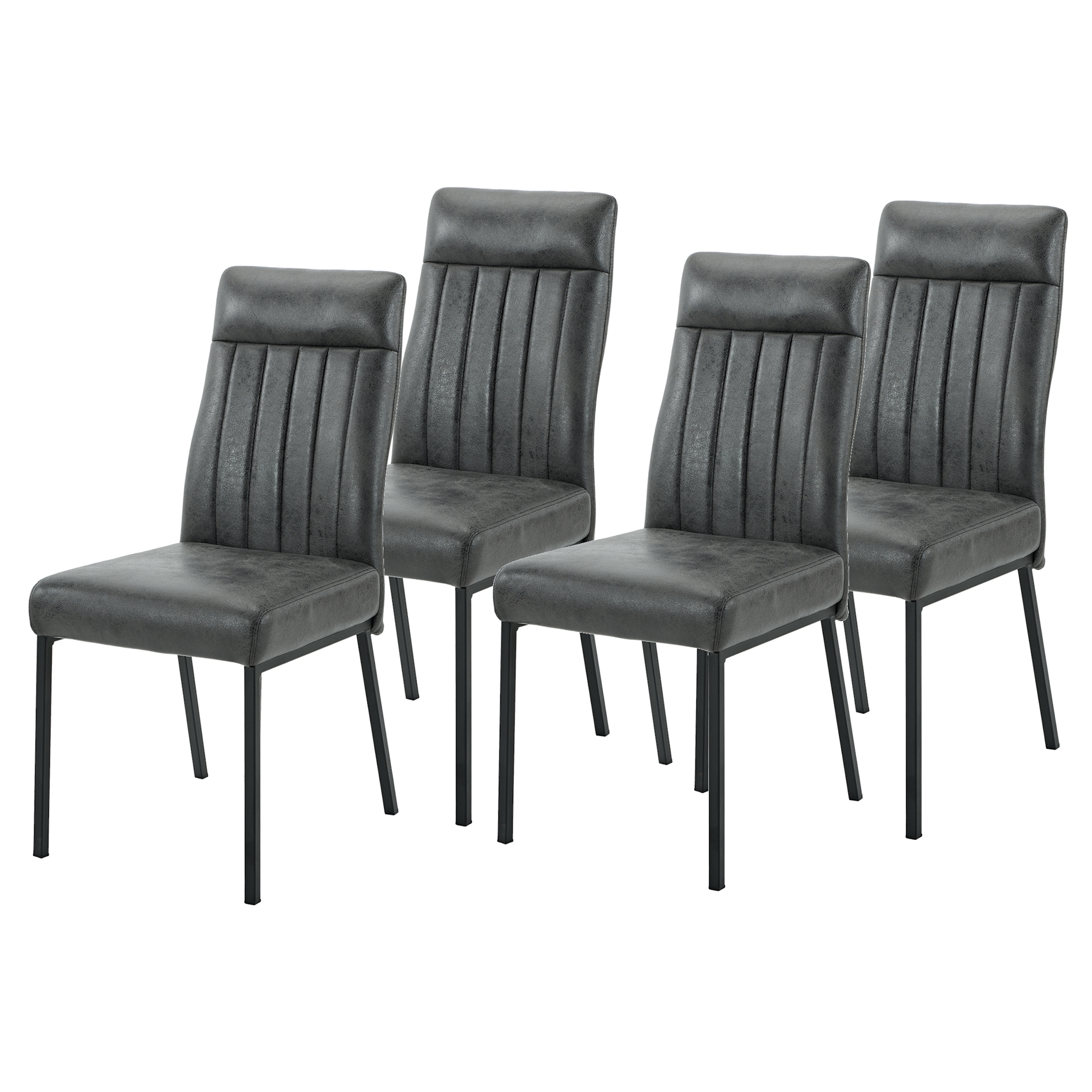 4er-Set Polsterstühle - Vintage anthrazit - Federkorb