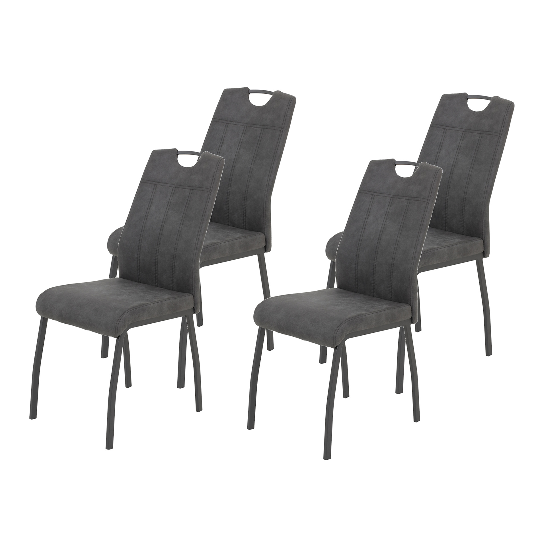 4er-Set Polsterstühle - Vintage anthrazit - Microfaser