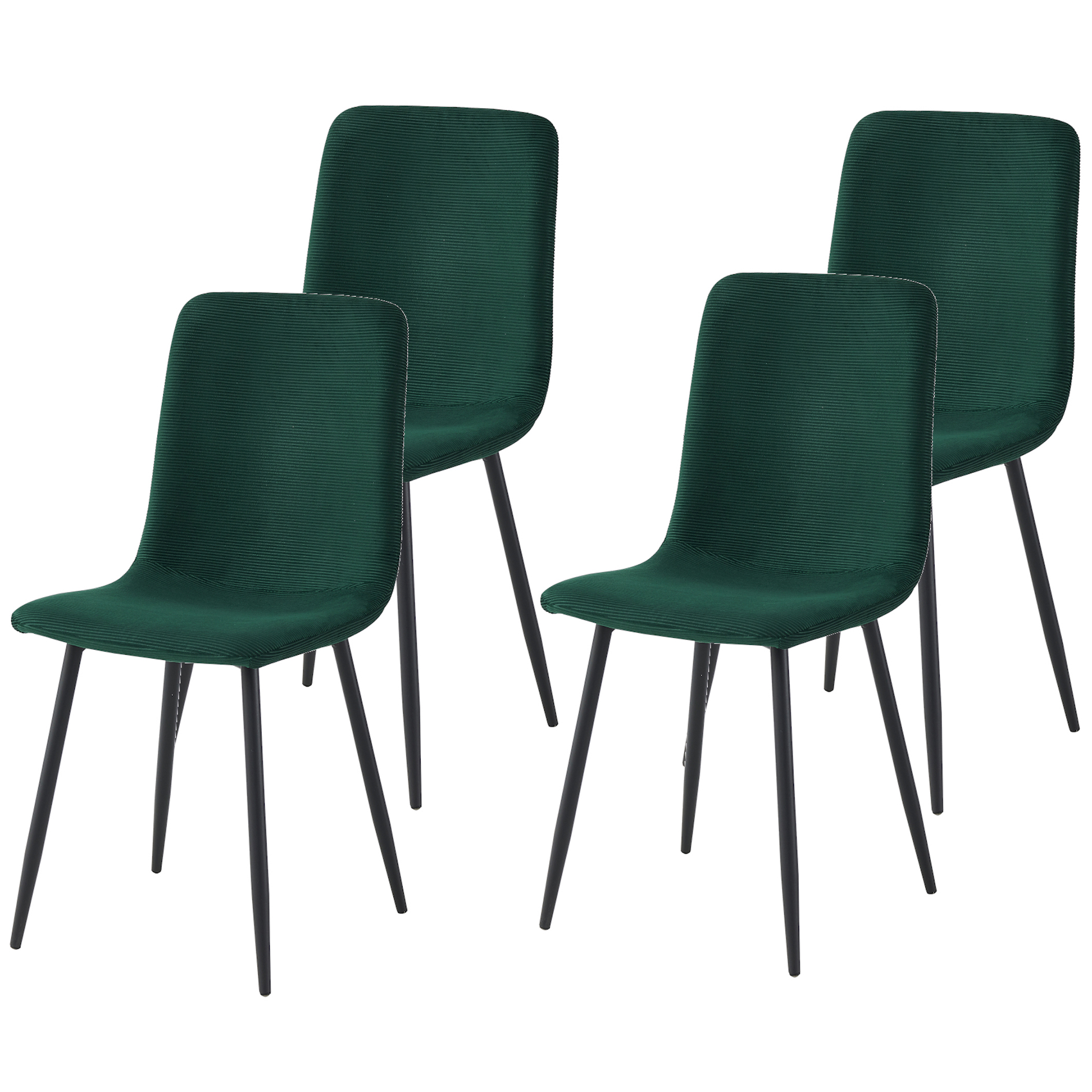 4er-Set Polsterstuhl - moosgrün - Cordoptik