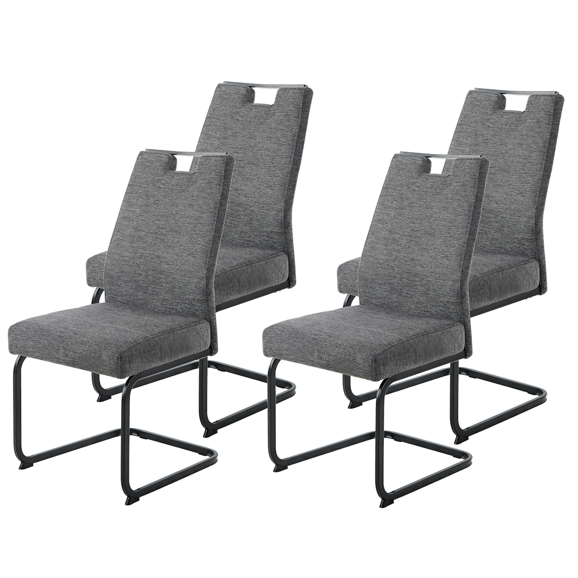 4er-Set Schwingstühle - anthrazit-schwarz - Vintage-Optik