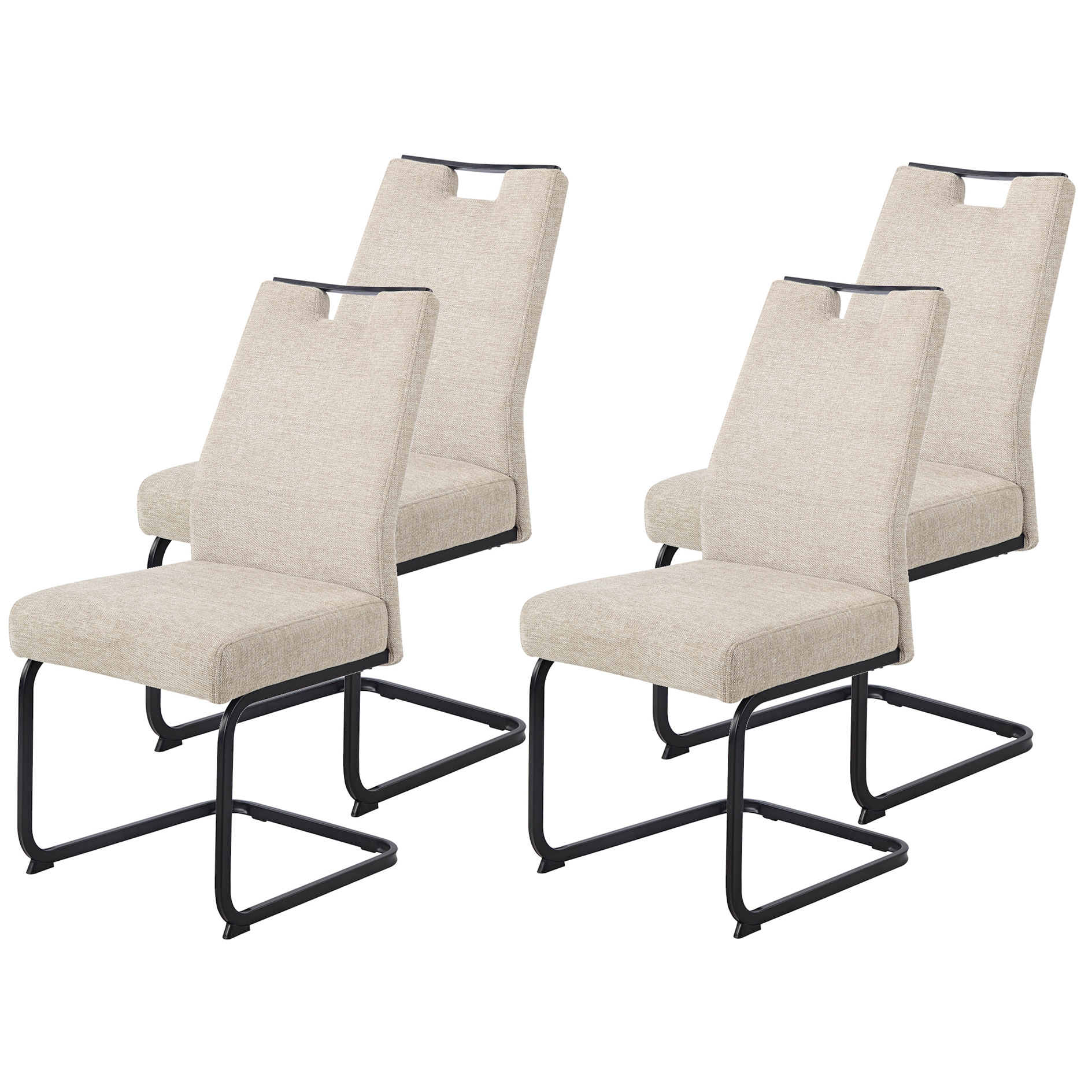 4er-Set Schwingstühle - beige-schwarz - Vintage-Optik
