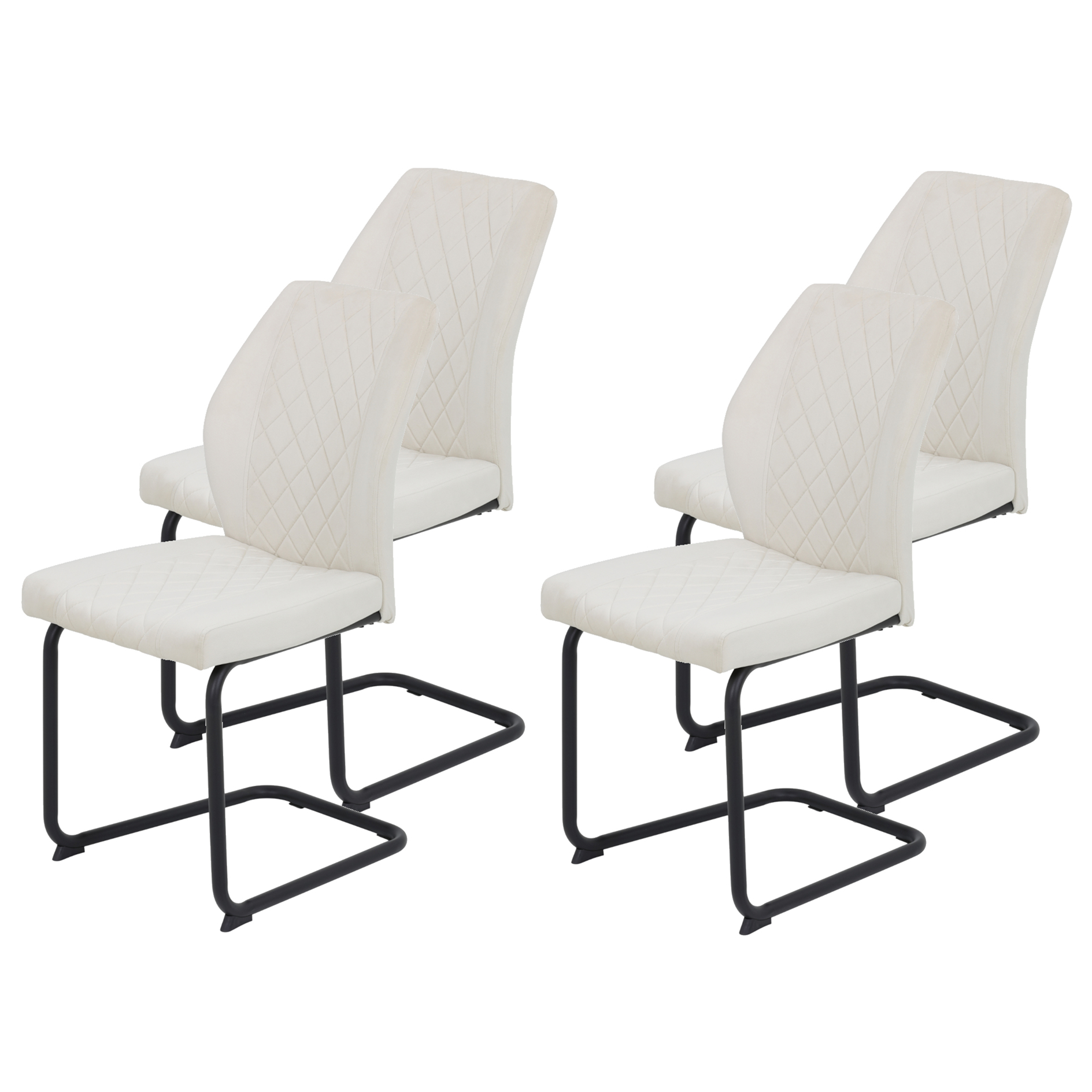 4er-Set Schwingstuhl - beige - Samtvelour