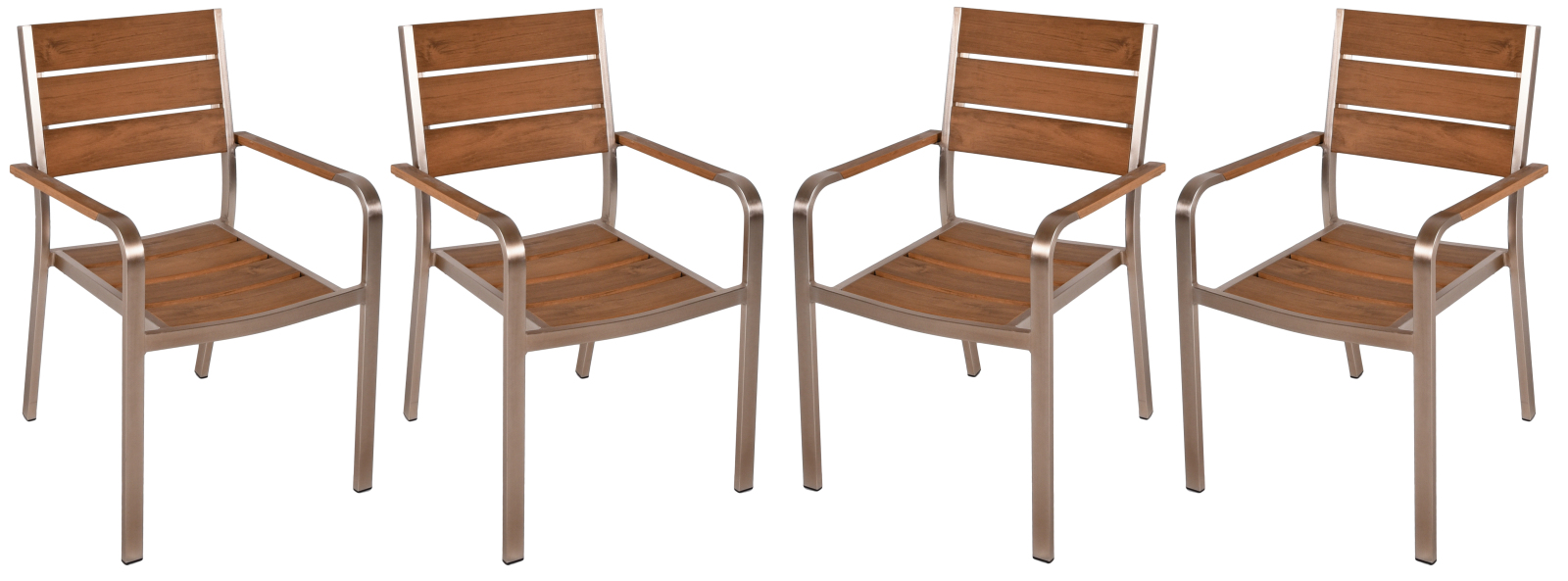 4er-Set Stapelstuhl FLORENCE - champagner - Teak-Optik