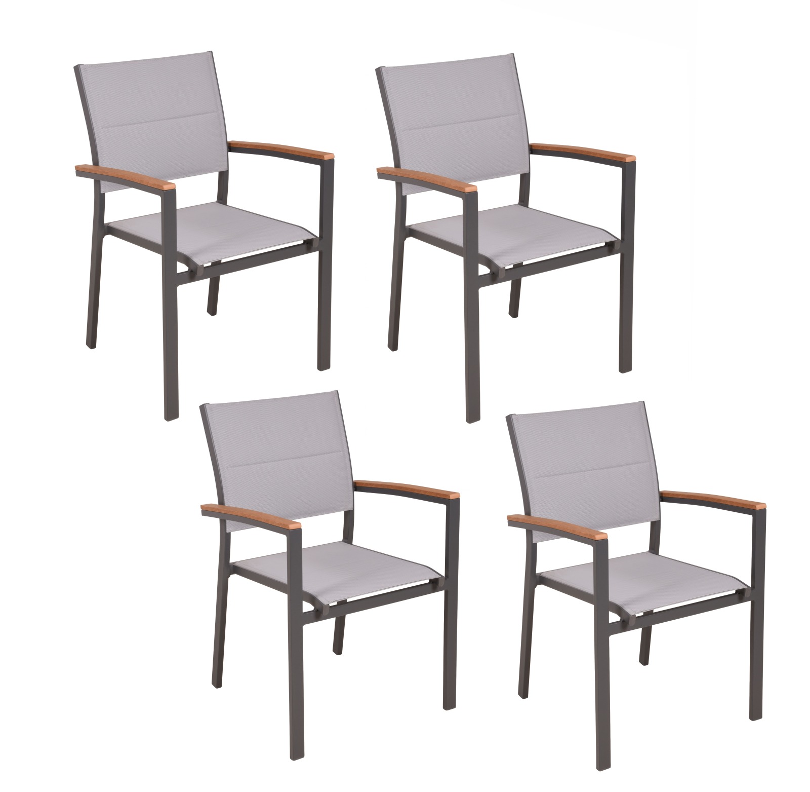 4er Set Stapelstuhl SILEA - anthrazit - Aluminium