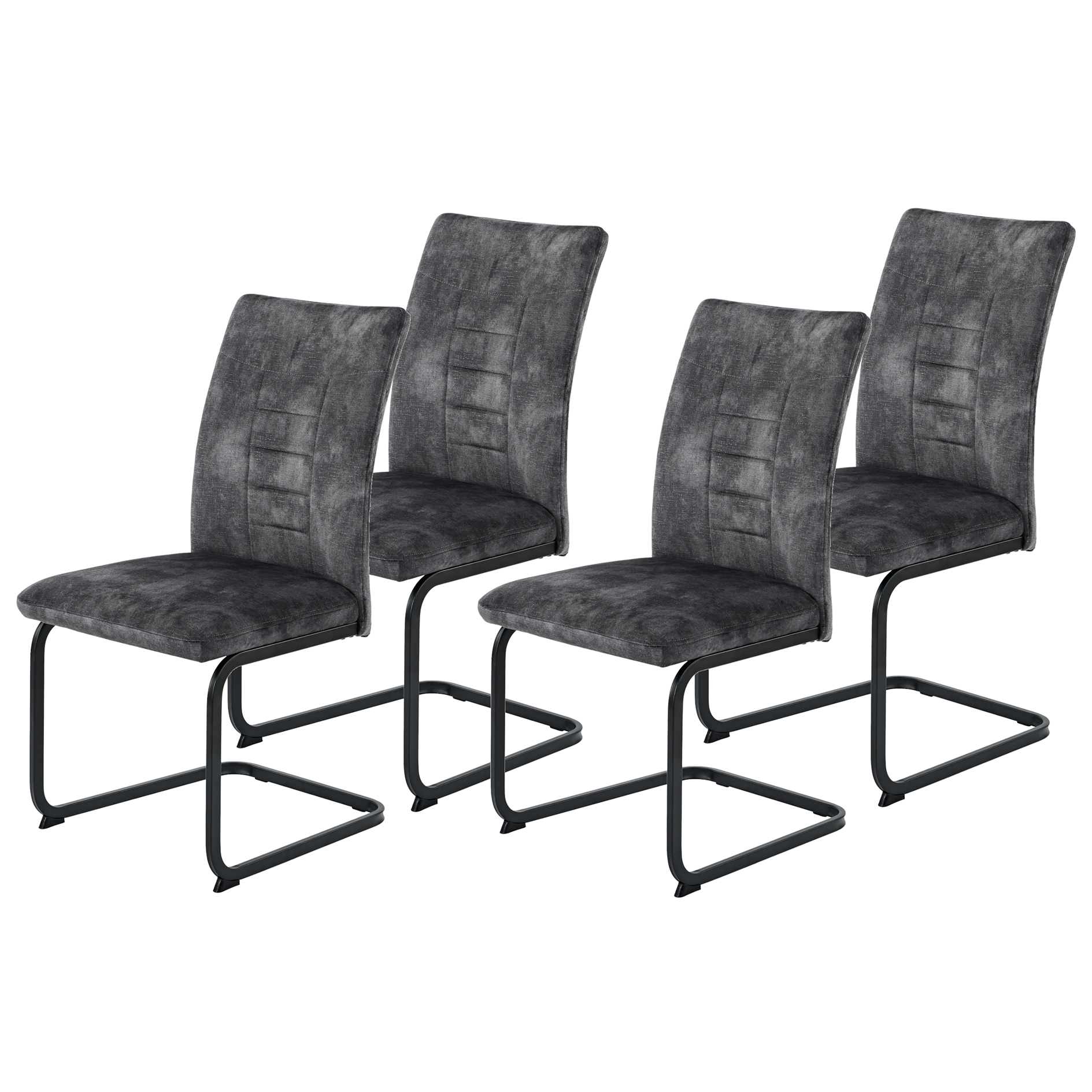 4er-Set XL-Schwingstühle - Vintage anthrazit - Microfaser