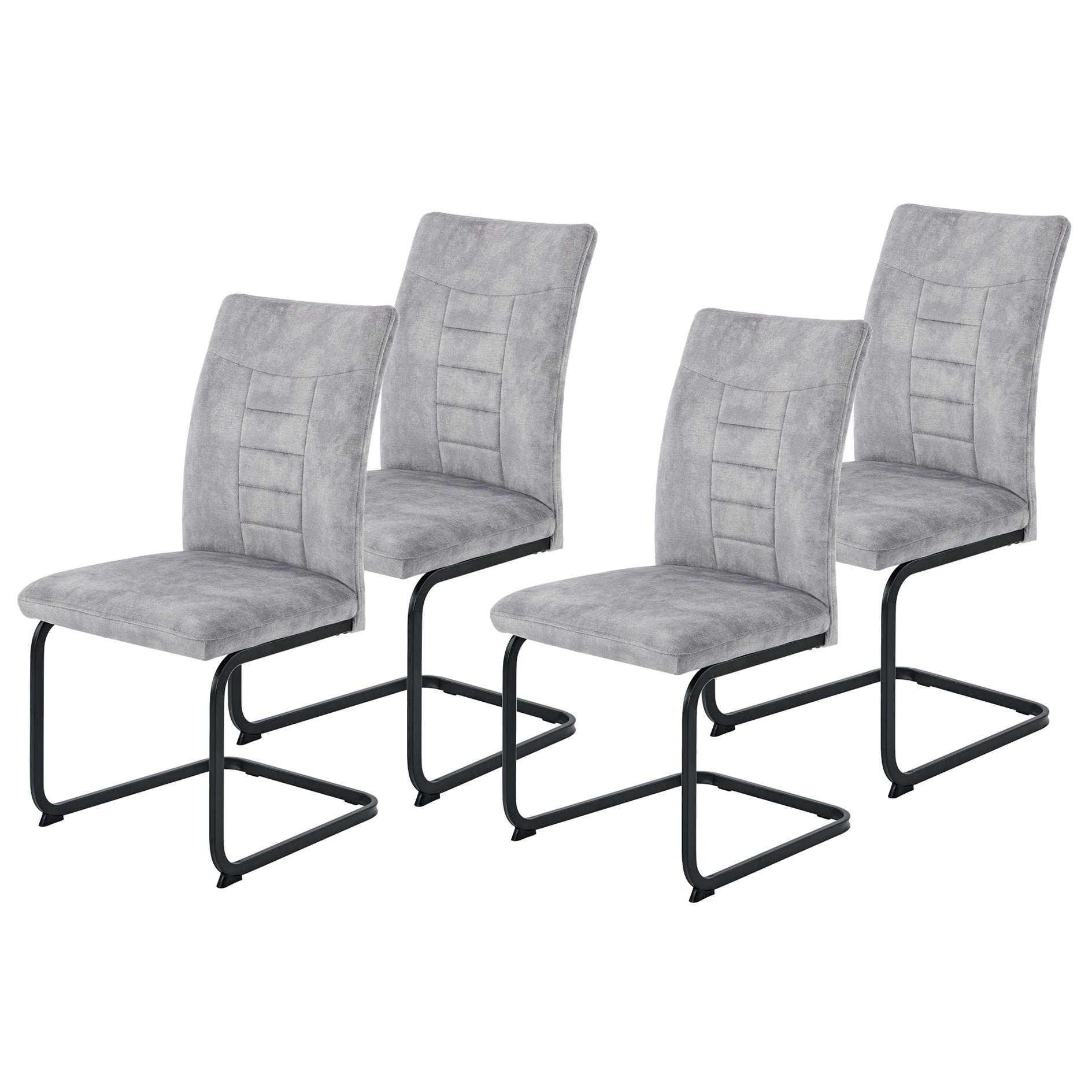 4er-Set XL-Schwingstühle - Vintage silber - Microfaser