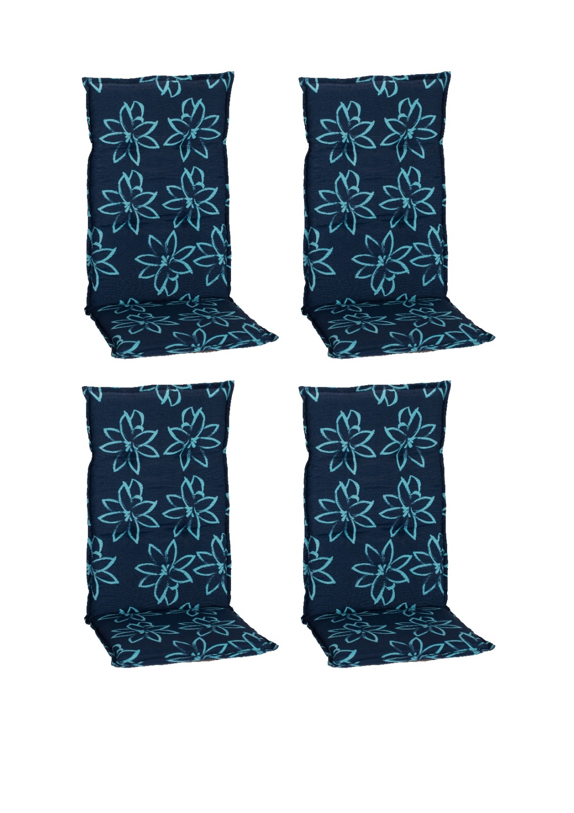 4x Hochlehner-Auflage - blau- Blume - 118x50 cm
