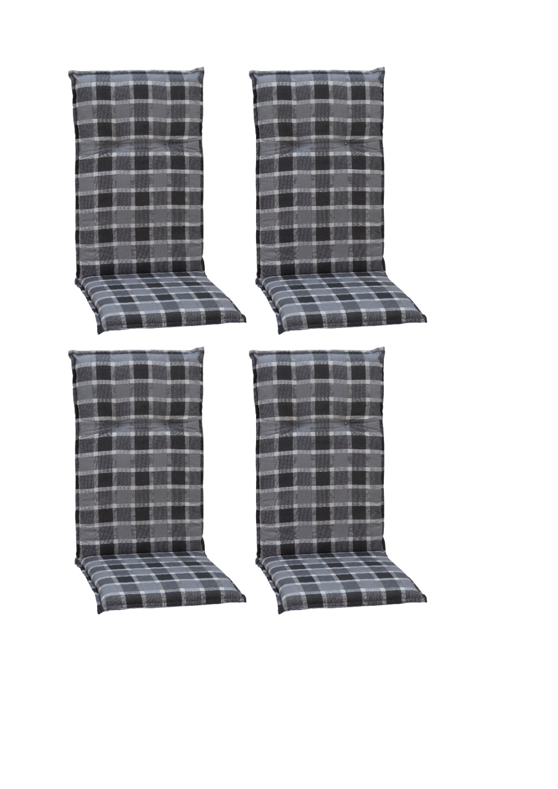 4x Hochlehner-Auflage - grau-anthrazit - Karo - 118x50 cm