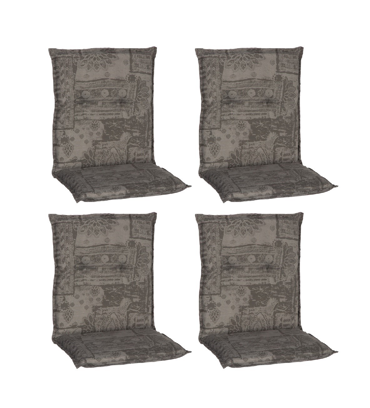4x Niedriglehner-Auflage - grau - Ornamente - 101x50 cm