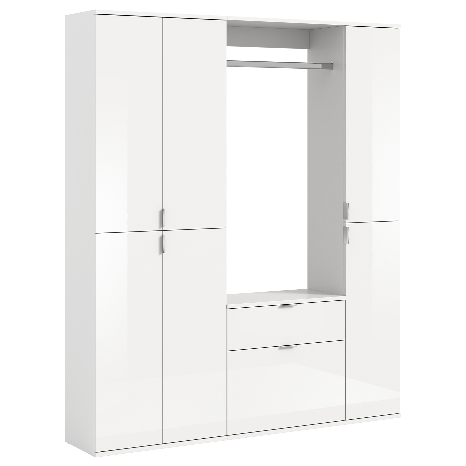 5-teilige Garderobenkombination PROJEKT X - weiß Hochglanz - weiß - 152 cm