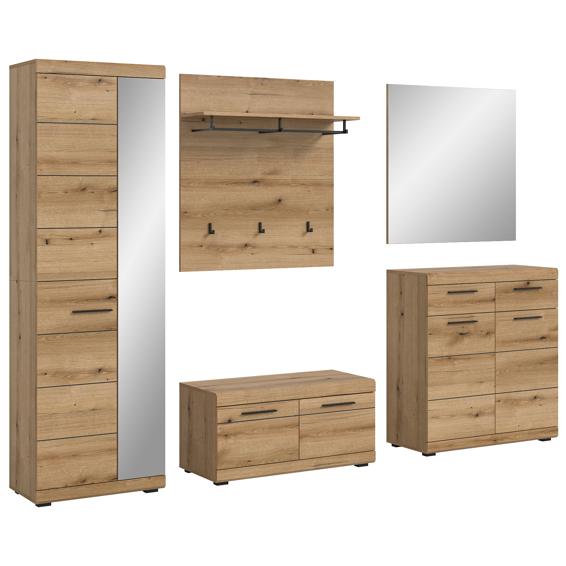 5-teilige Garderobenkombination SCOUT - Evoke Eiche - 272 cm