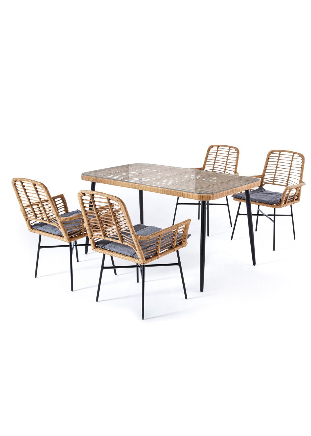 5-teilige Garten-Tischgruppe - beige-grau