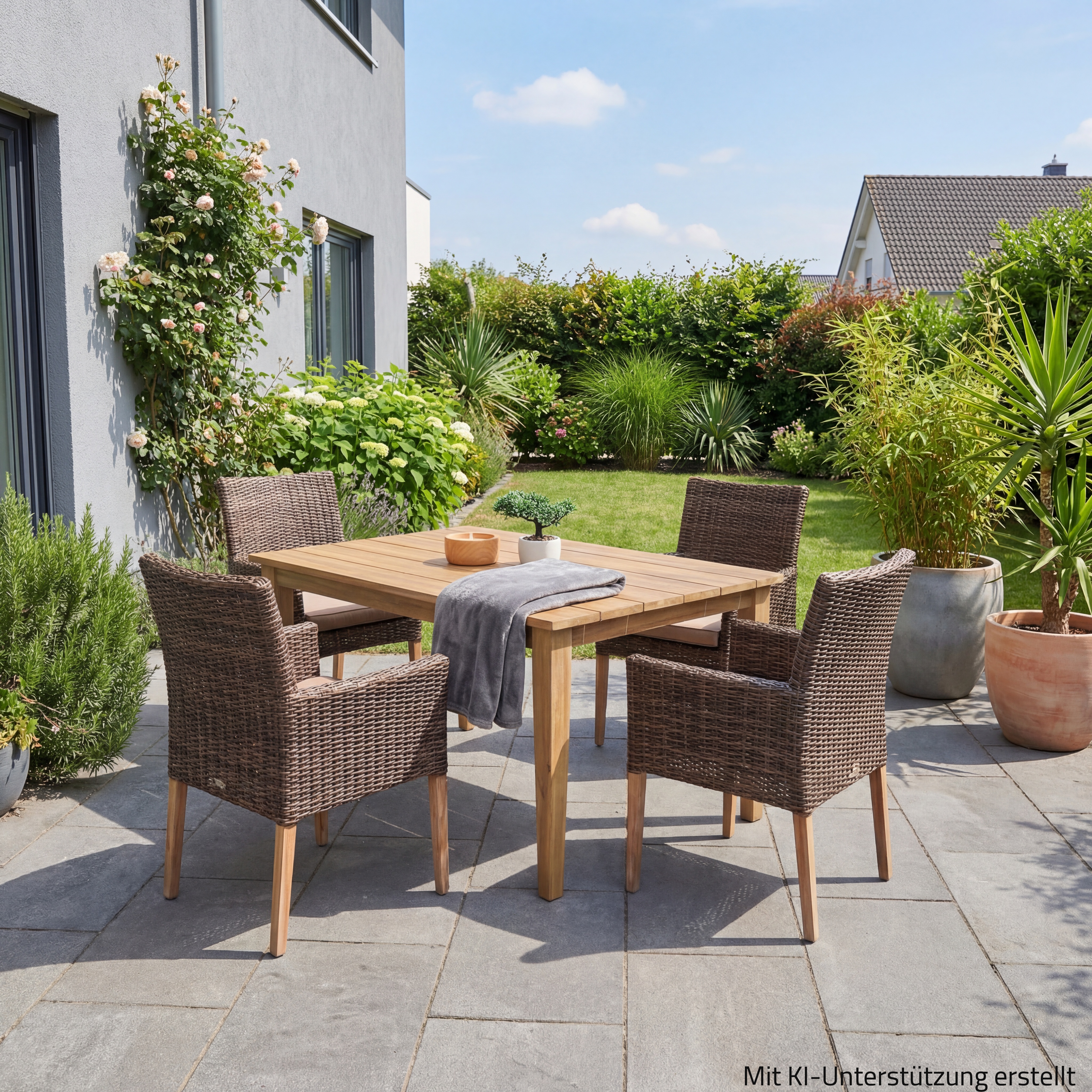 5-teilige Lounge-Sitzgruppe NORVELL - rechteckiger Tisch