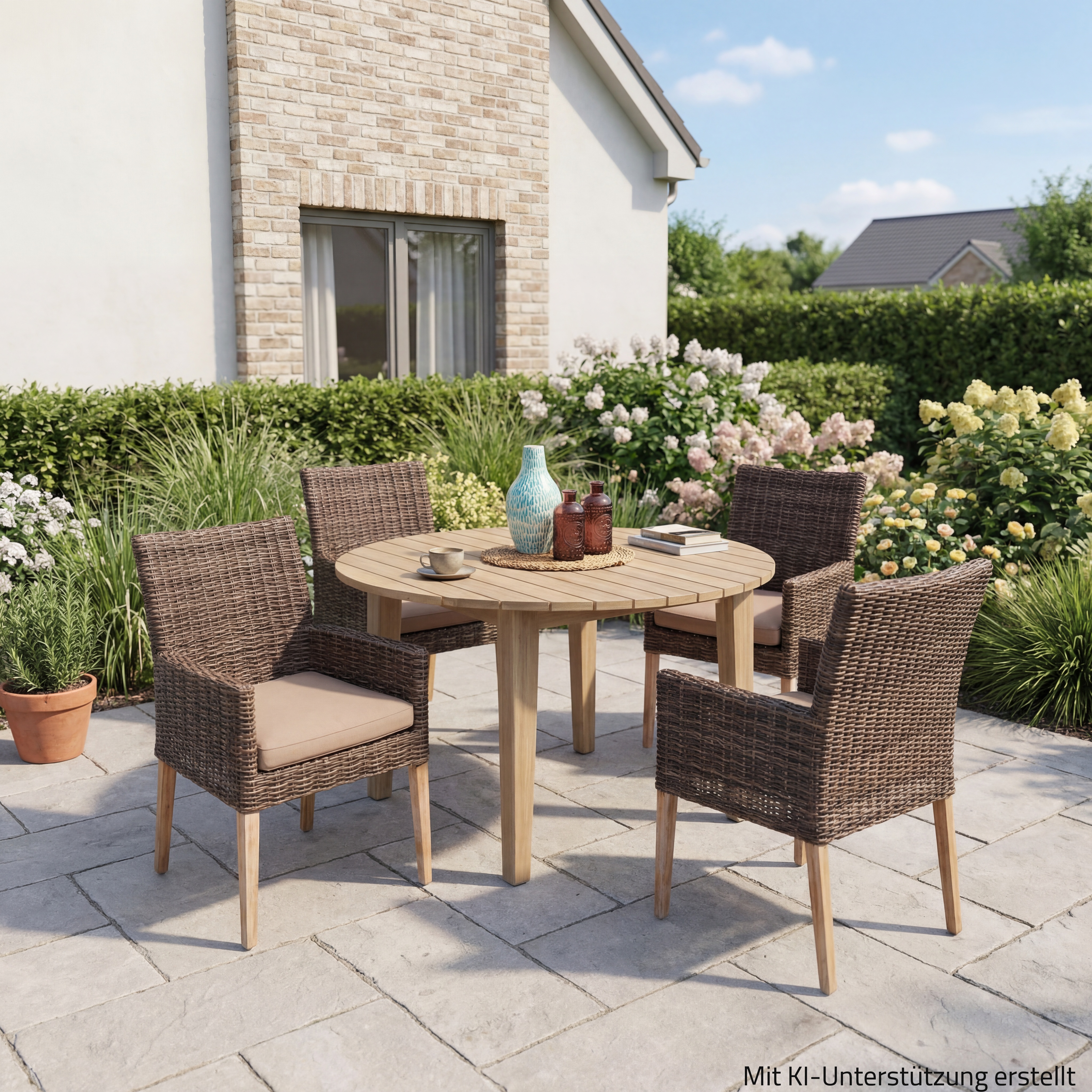 5-teilige Lounge-Sitzgruppe NORVELL - runder Tisch