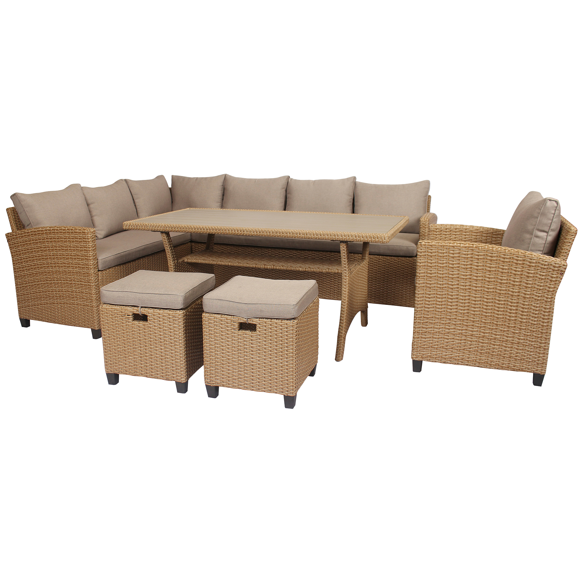 5-teilige Loungegarnitur - beige-braun - Polyrattan