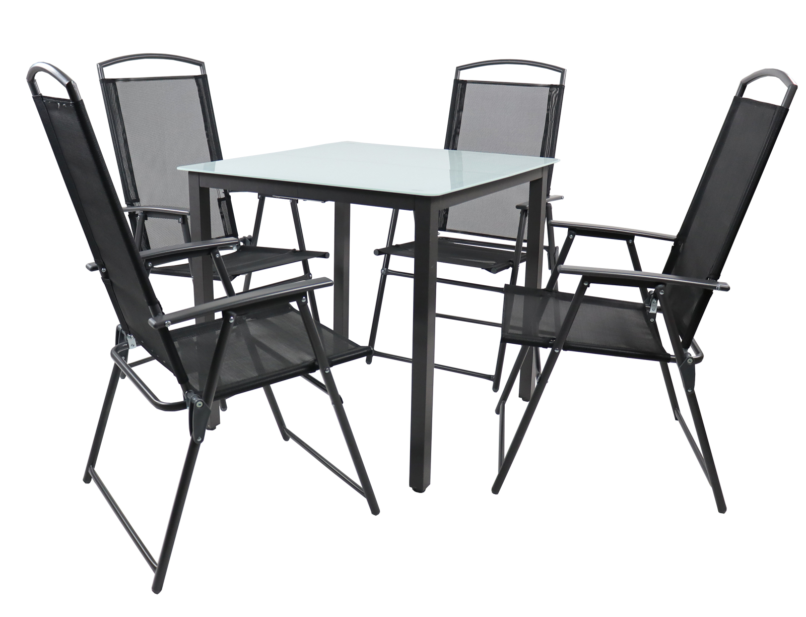 5-teilige Sitzgruppe - anthrazit - Mattglas-Platte