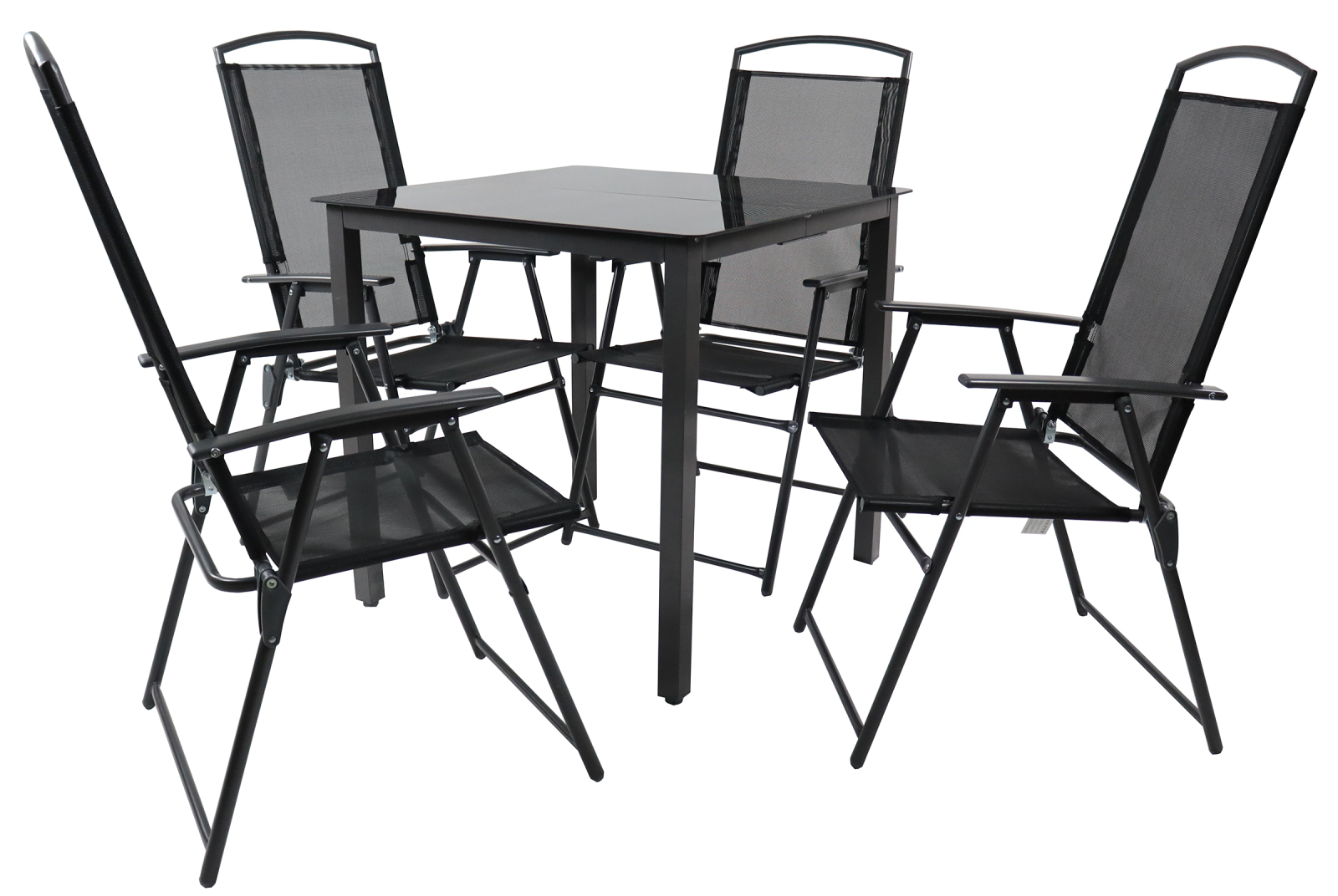 5-teilige Sitzgruppe - anthrazit - Schwarzglas-Platte