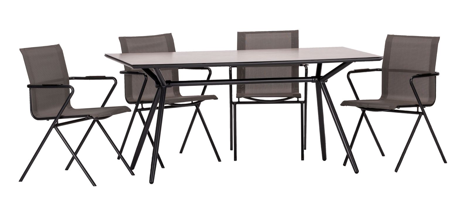 5-teilige Tischgruppe - anthrazit-carbon - Glastisch