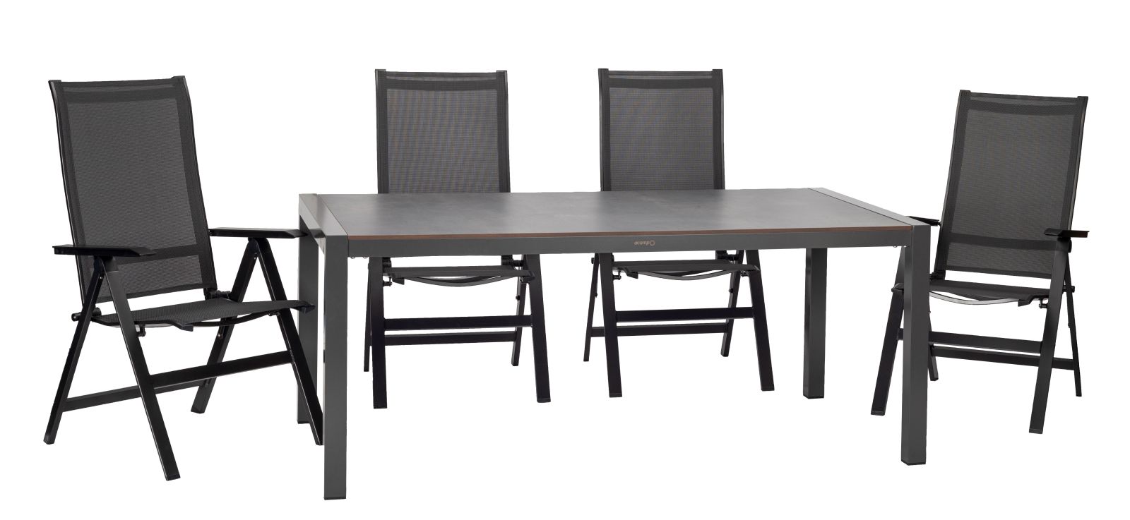 5-teilige Tischgruppe - anthrazit - klappbar - 180x98 cm