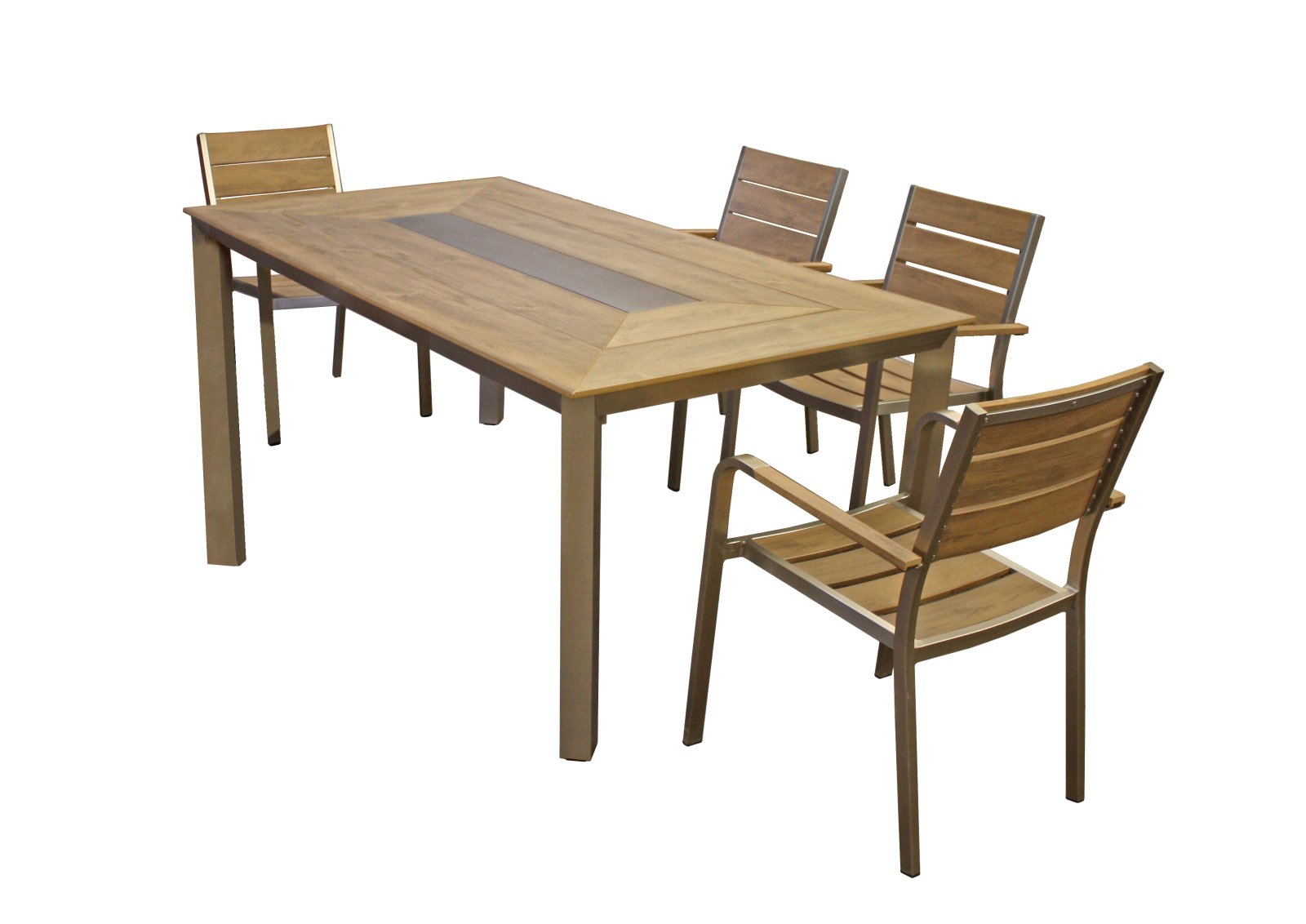 5-teilige Tischgruppe FLORENCE - champagner - 192x100 cm