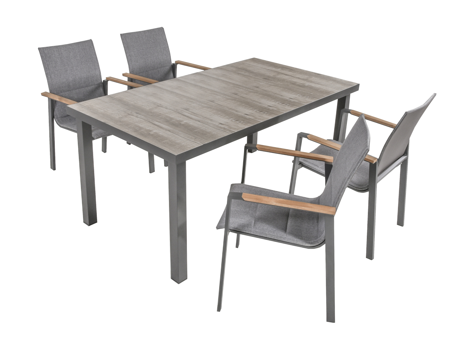 5-teilige Tischgruppe RANA 03 - grau - Aluminium - Keramik