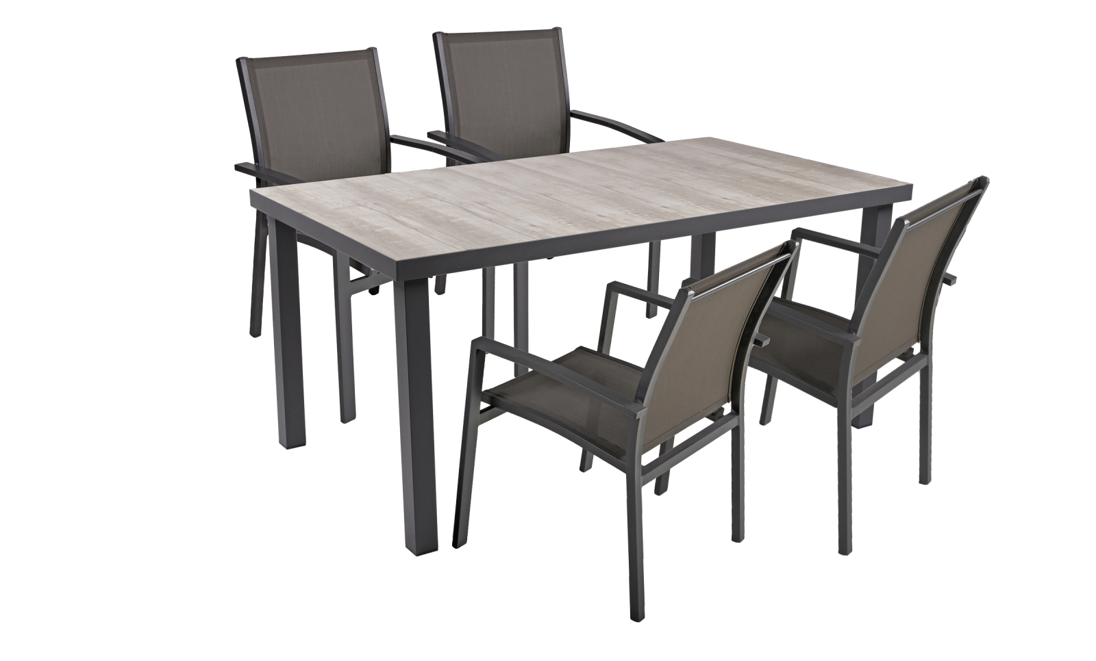 5-teilige Tischgruppe RANA 05 - grau - Aluminium - Keramik