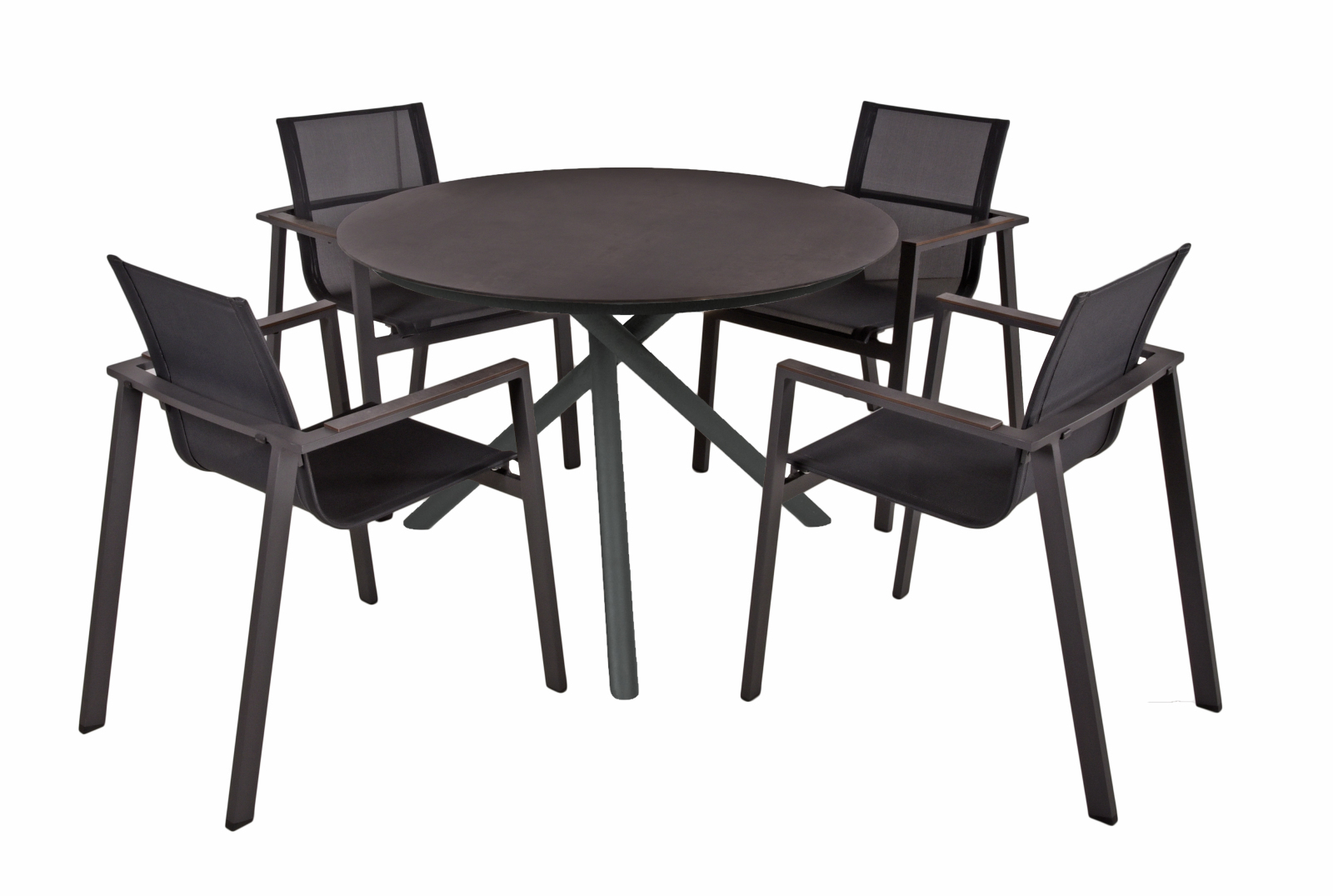 5-teilige Tischgruppe SOPHIA 05 - pfefferschwarz - Aluminium