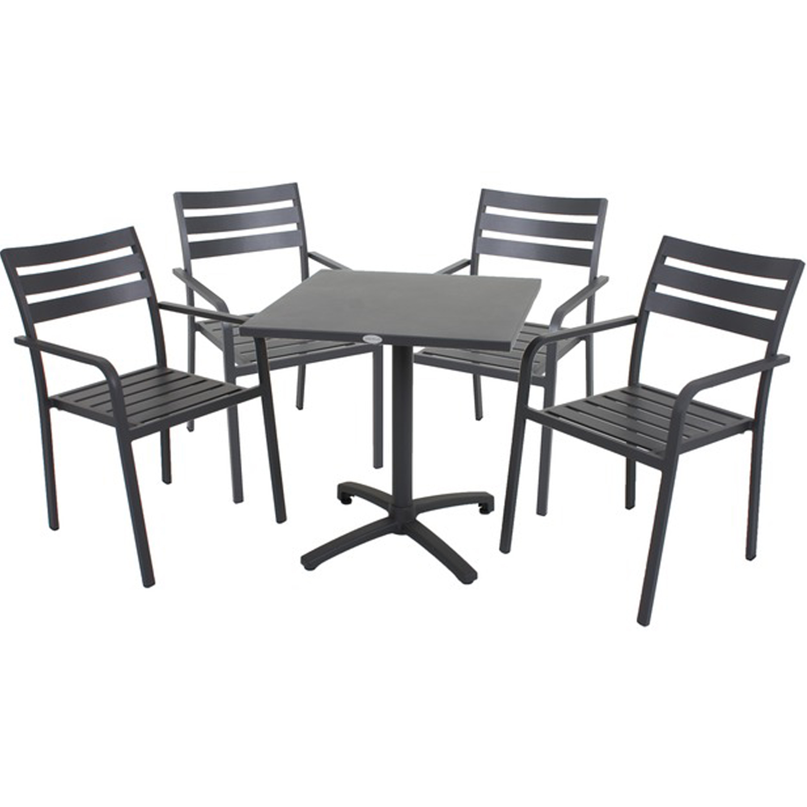 5-teilige Tischgruppe TREVISO - anthrazit - klappbar und stapelbar