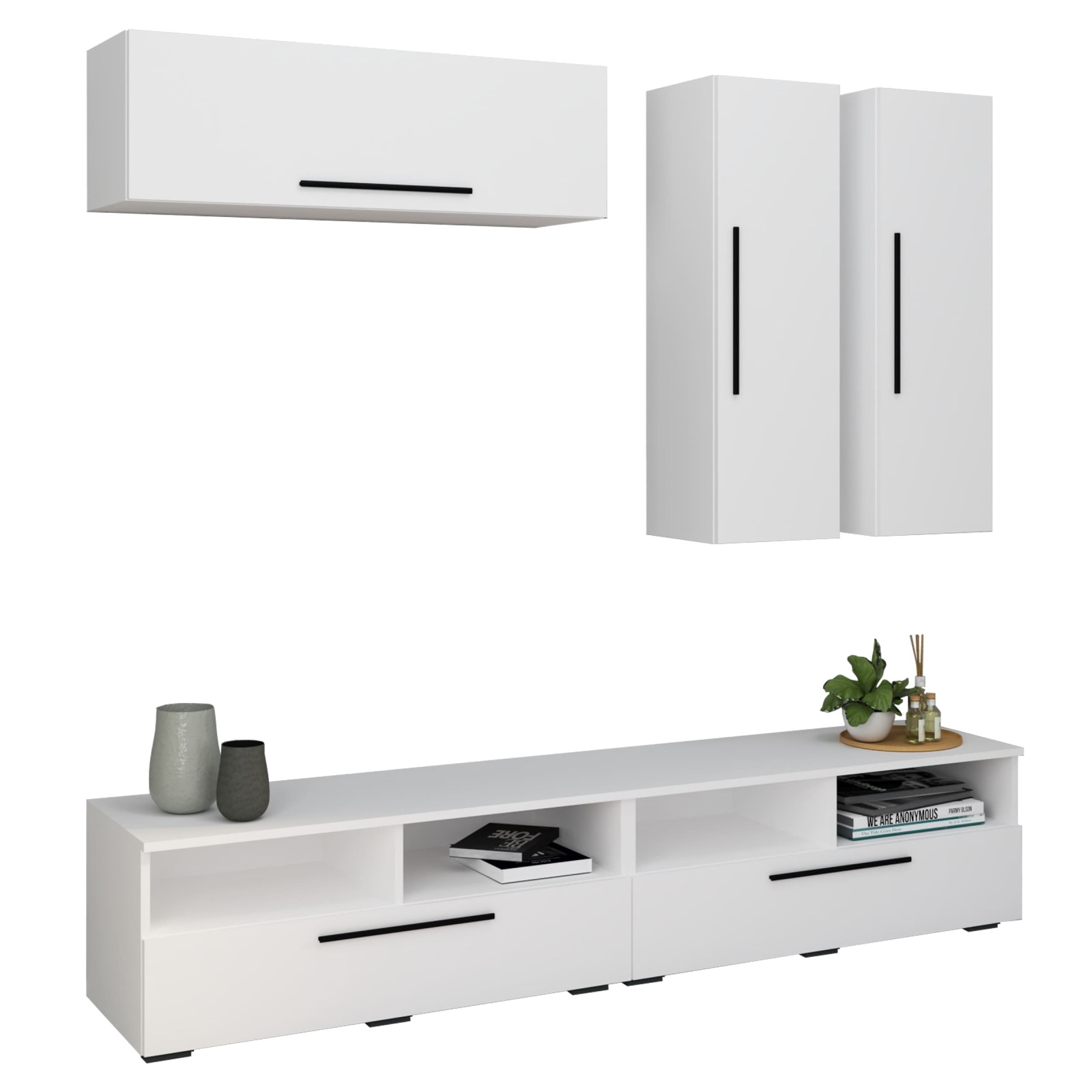 5-teilige Wohnwand ARILA XL - weiß - 190 cm breit