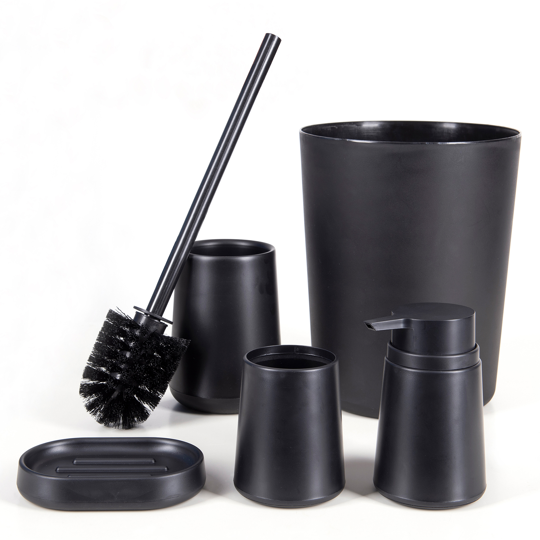 5-teiliges Bad-Accessoire-Set - schwarz