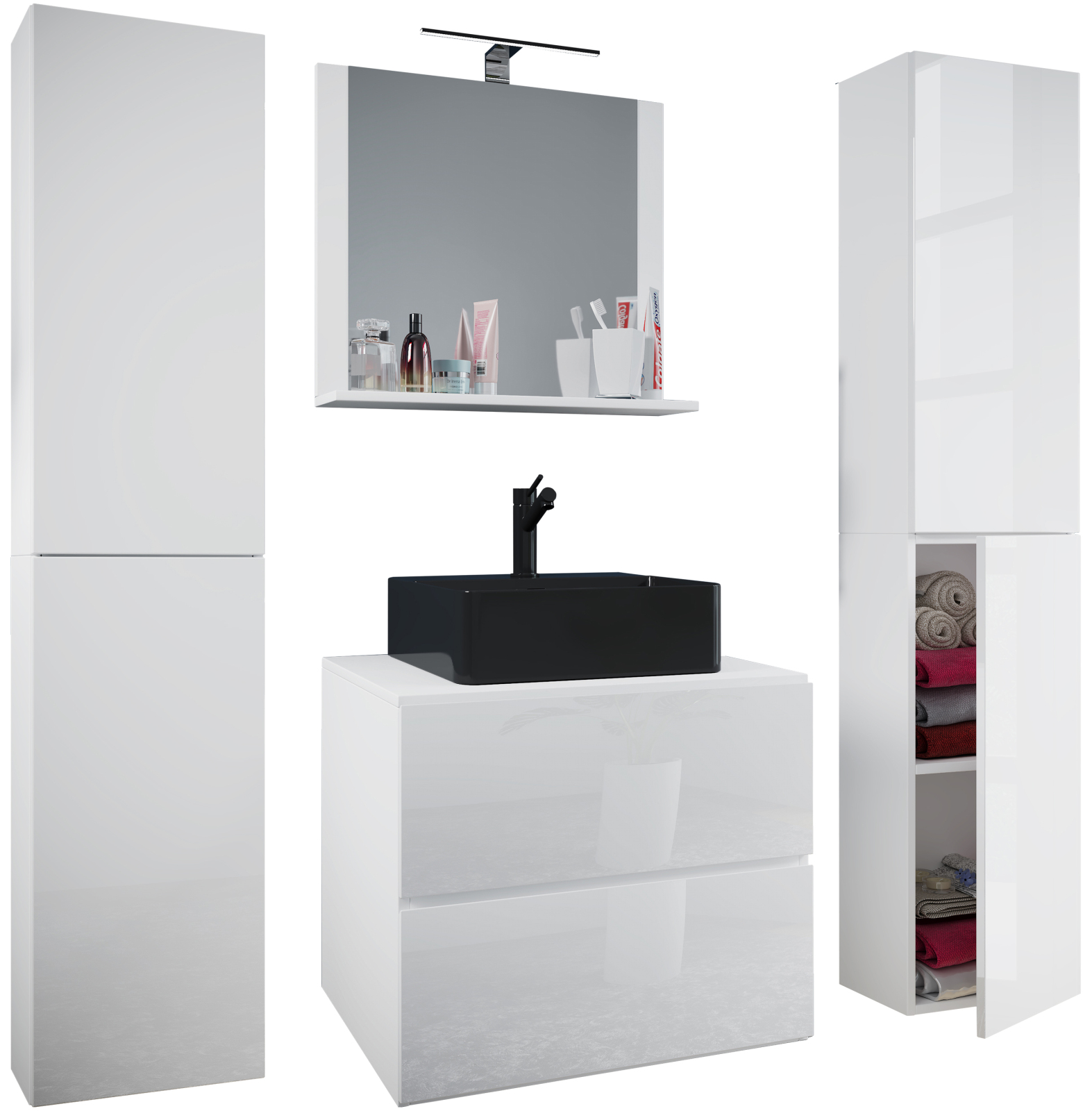 5-teiliges Badmöbel-Set LENDAS BL XL - weiß - 60 cm