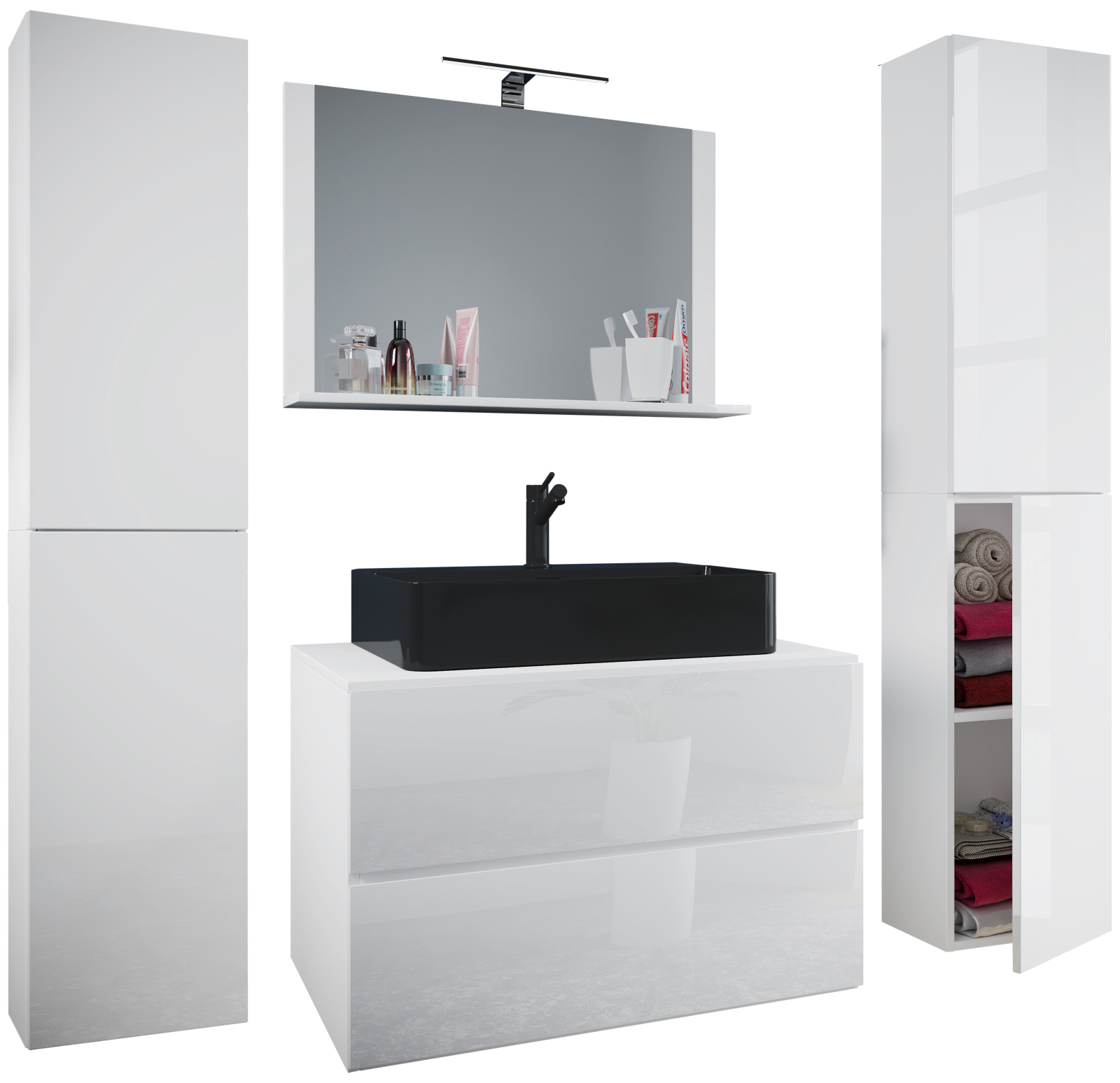 5-teiliges Badmöbel-Set LENDAS BL XL - weiß - 80 cm