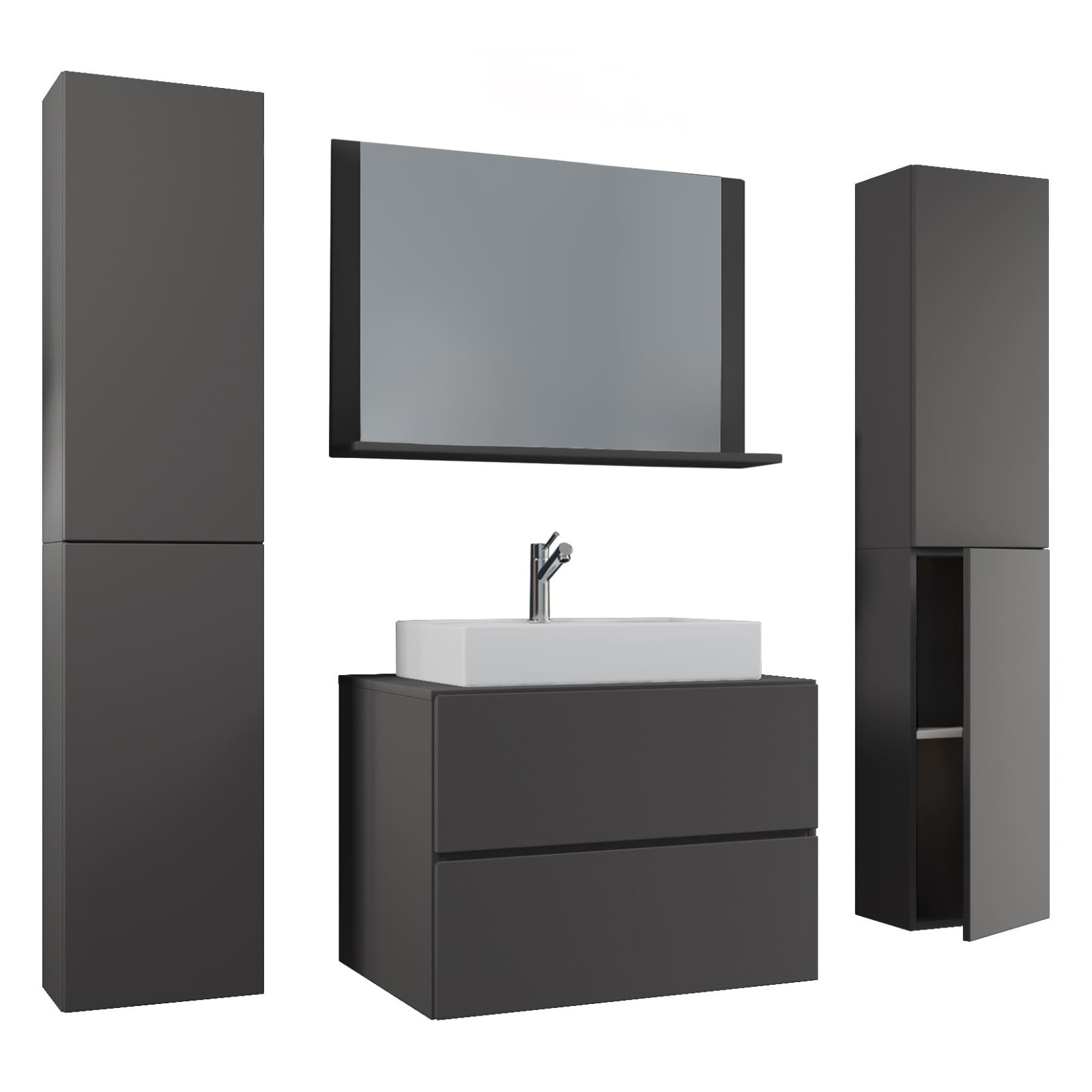 5-teiliges Badmöbel-Set LENDAS XL - anthrazit - 60 cm
