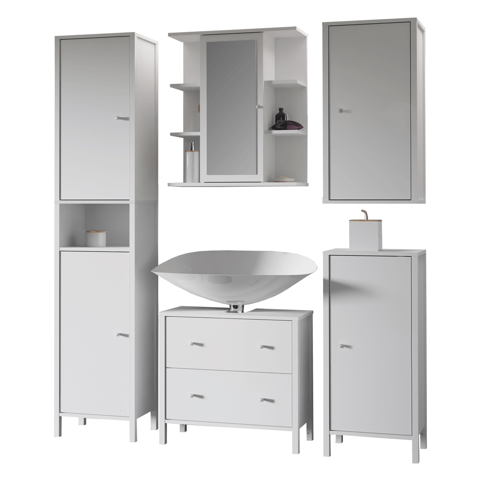 5-teiliges Badmöbel-Set - weiß