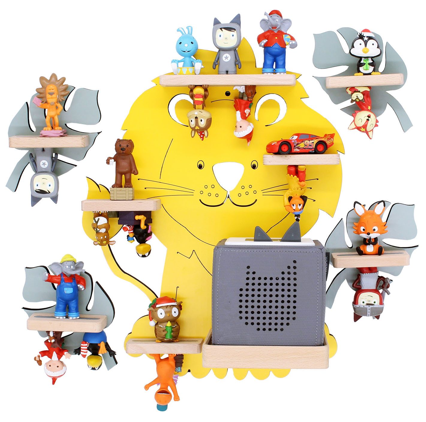 5-teiliges BOARTI Tonieregal-Set LÖWEN - gelb - für 48 Tonies