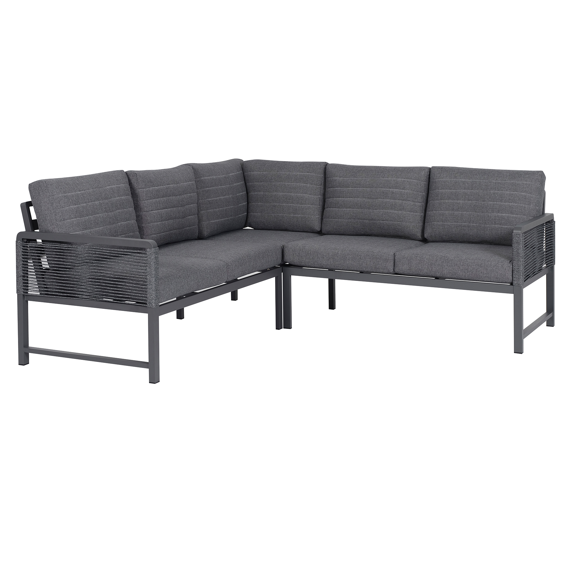 5-teiliges Gartenlounge-Set - grau - mit Lifttisch und Polster